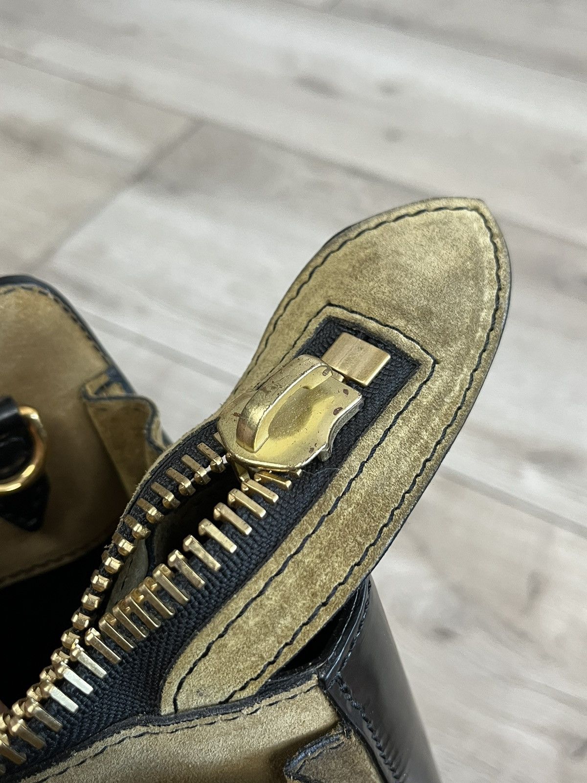 Burberry Prorsum Black Gold Leather