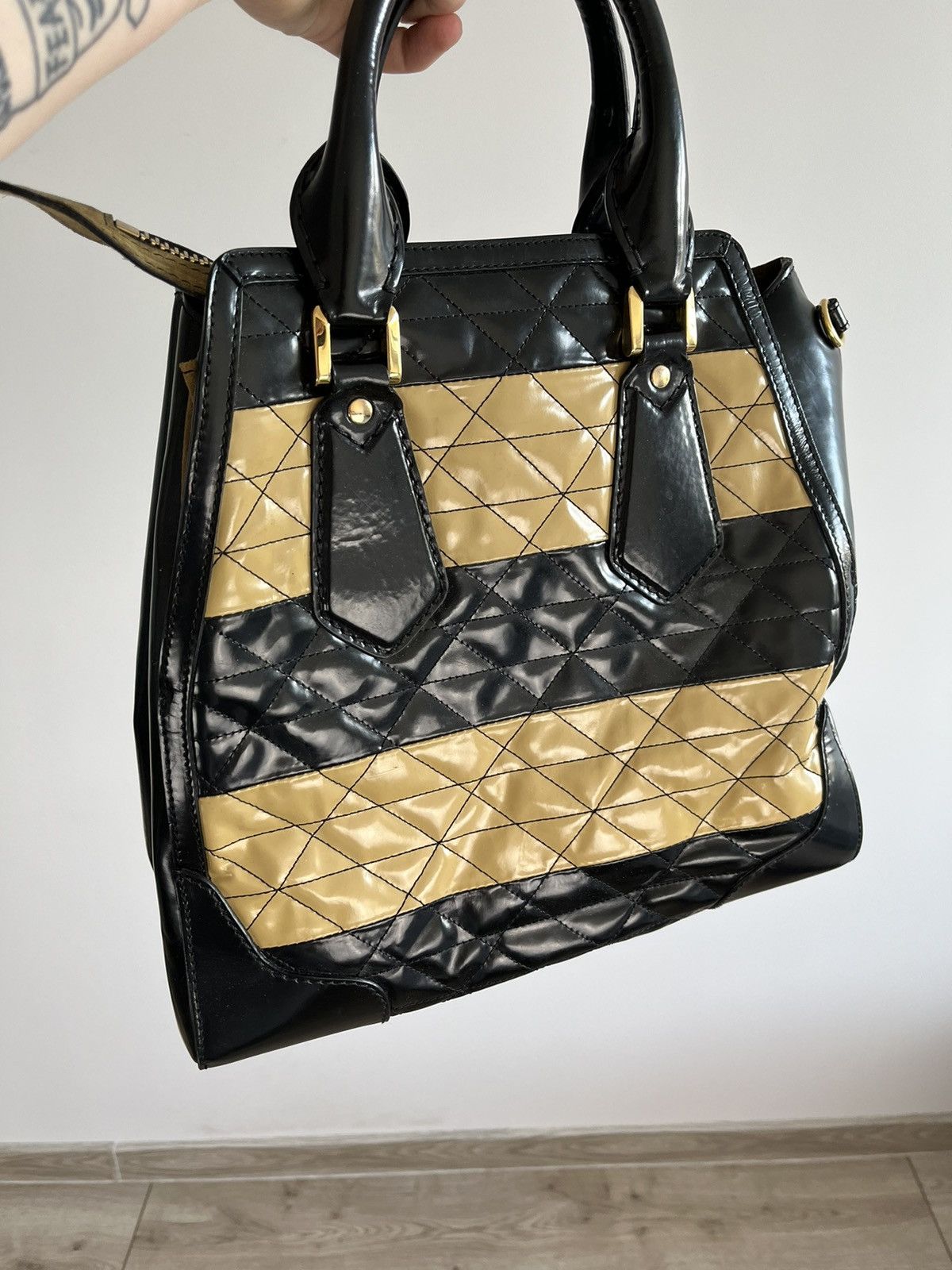 Burberry Prorsum Black Gold Leather