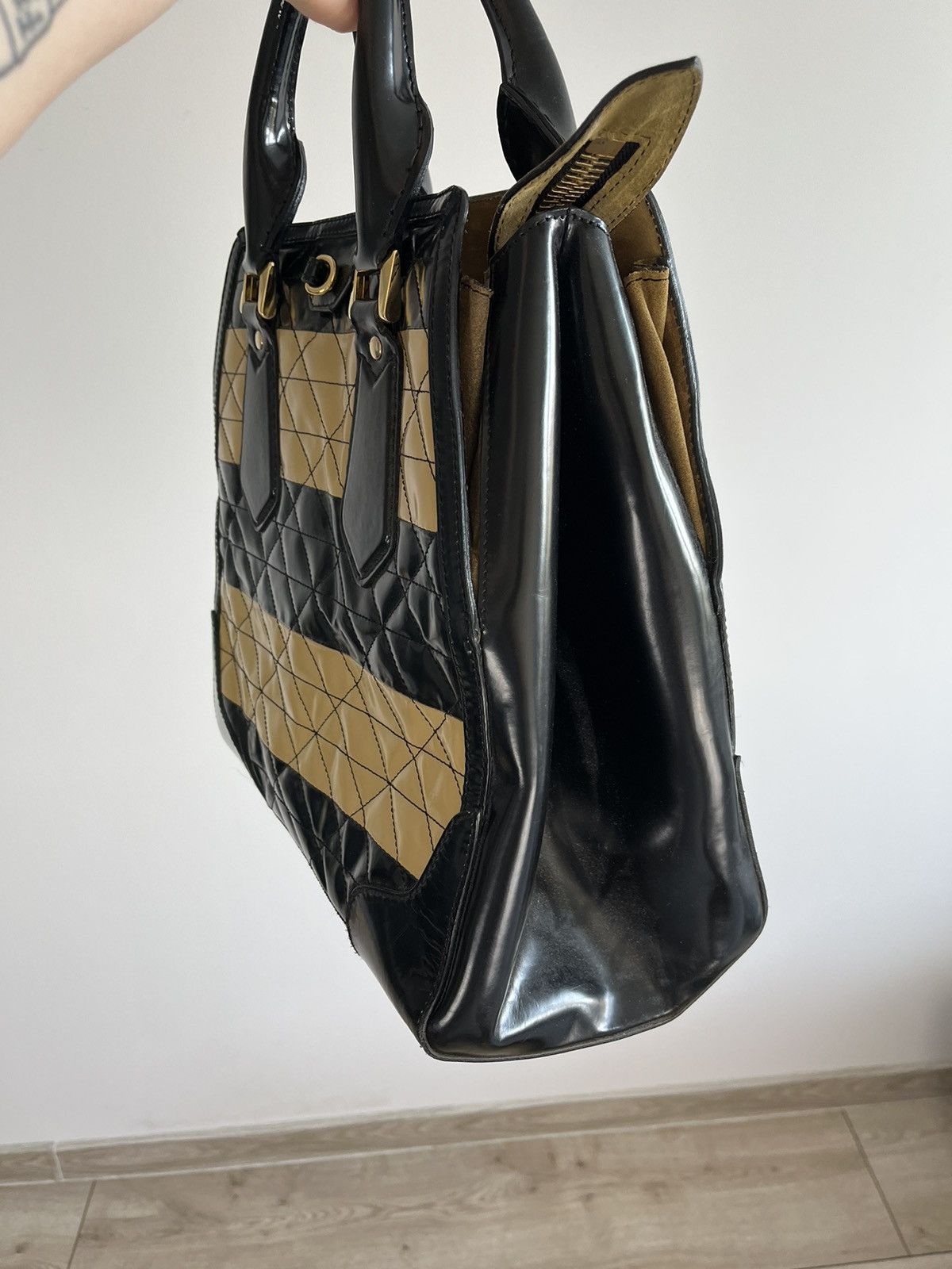 Burberry Prorsum Black Gold Leather