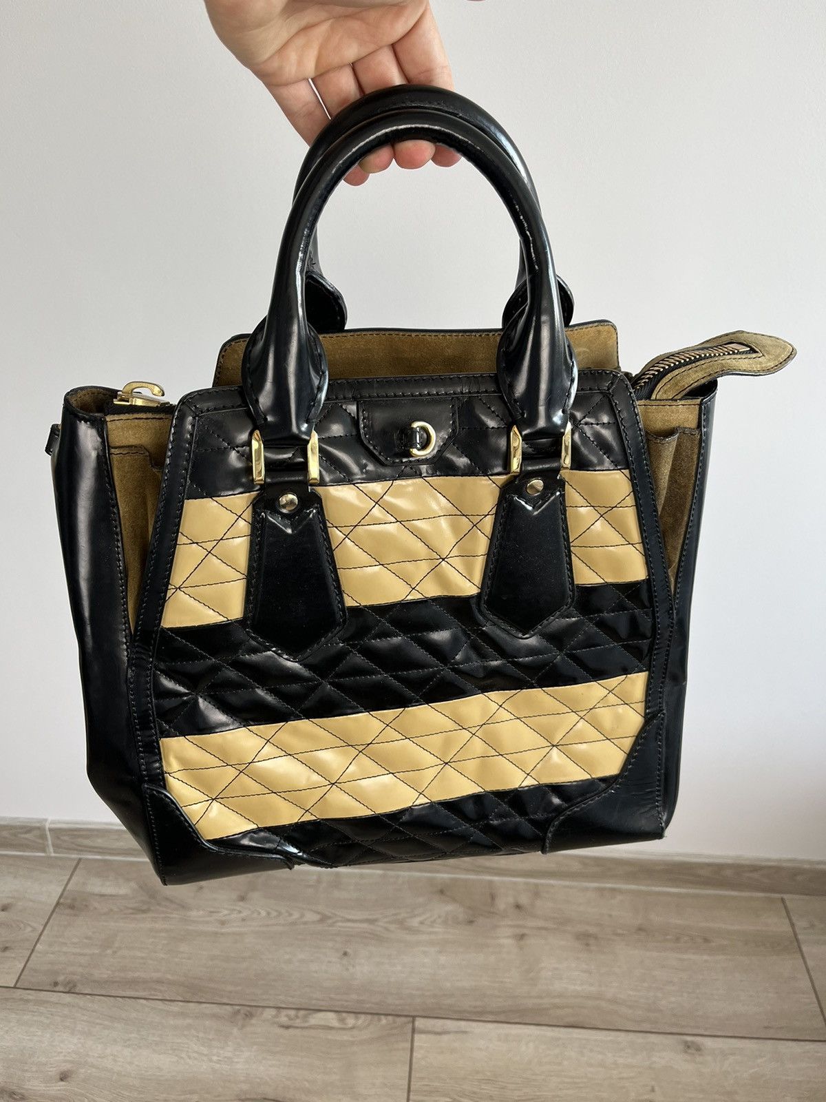 Burberry Prorsum Black Gold Leather
