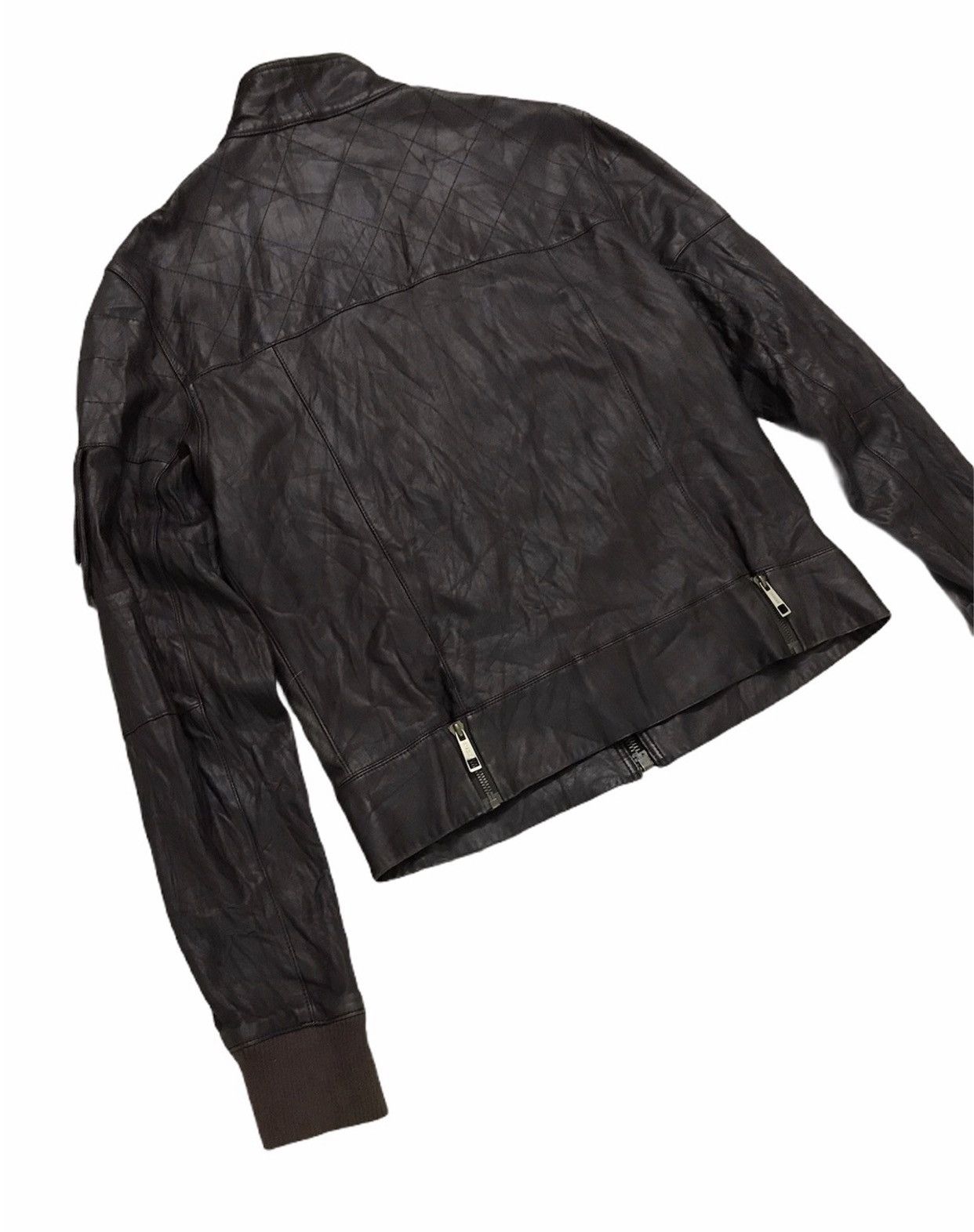 Genuine Leather × Leather Vintage ORAQLE Lamb Leather Riri Swiss Zip Cafe Racer Jacket Size US L / EU 52-54 / 3 - 7 Thumbnail