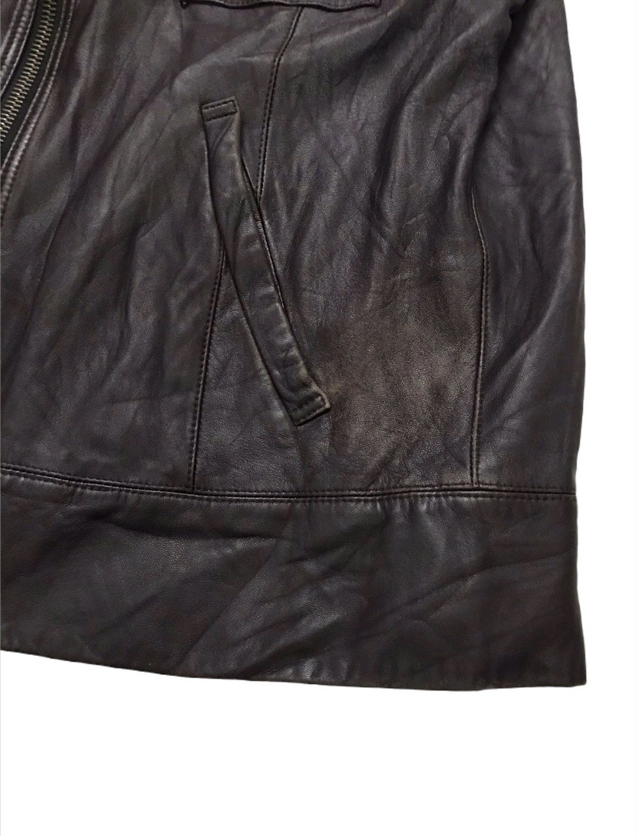 Genuine Leather × Leather Vintage ORAQLE Lamb Leather Riri Swiss Zip Cafe Racer Jacket Size US L / EU 52-54 / 3 - 18 Thumbnail