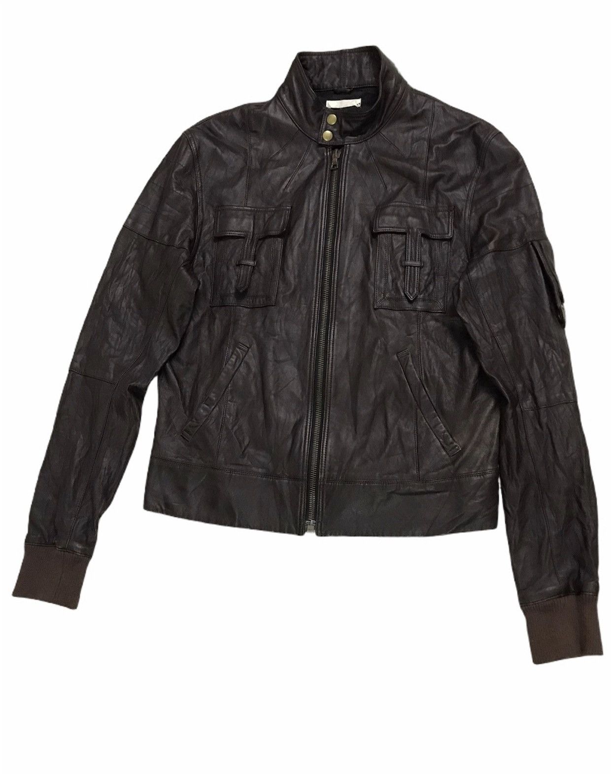 Genuine Leather × Leather Vintage ORAQLE Lamb Leather Riri Swiss Zip Cafe Racer Jacket Size US L / EU 52-54 / 3 - 3 Thumbnail