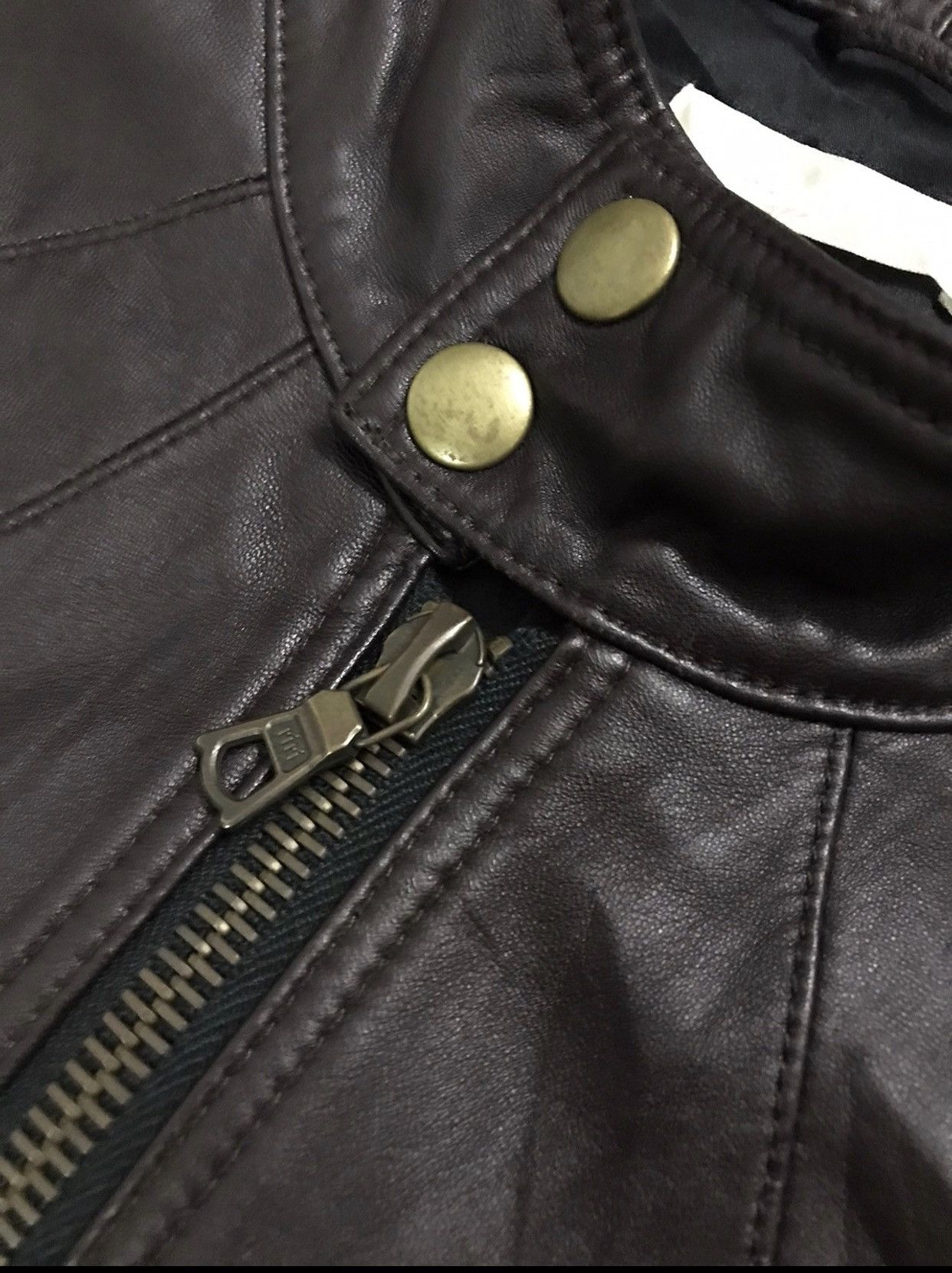 Genuine Leather × Leather Vintage ORAQLE Lamb Leather Riri Swiss Zip Cafe Racer Jacket Size US L / EU 52-54 / 3 - 13 Thumbnail