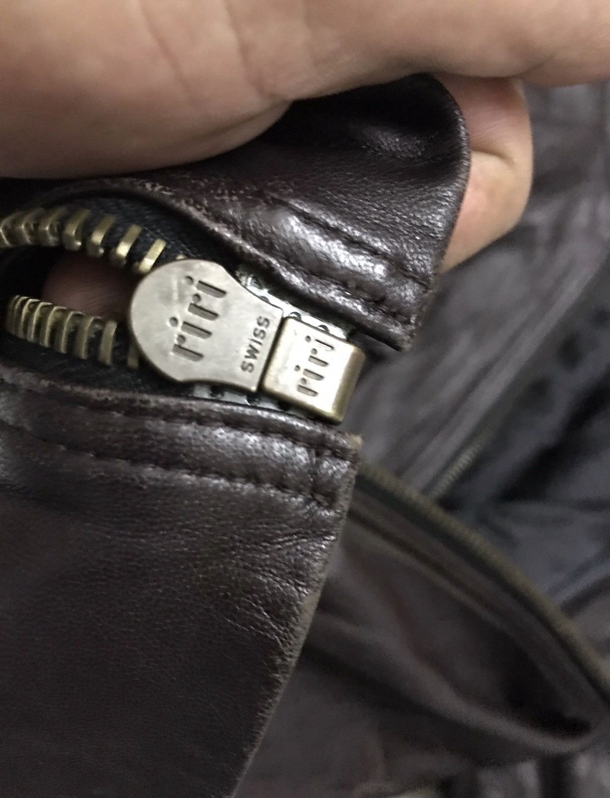Genuine Leather × Leather Vintage ORAQLE Lamb Leather Riri Swiss Zip Cafe Racer Jacket Size US L / EU 52-54 / 3 - 15 Thumbnail