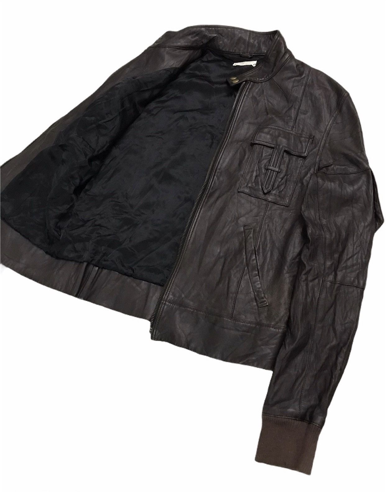 Genuine Leather × Leather Vintage ORAQLE Lamb Leather Riri Swiss Zip Cafe Racer Jacket Size US L / EU 52-54 / 3 - 2 Thumbnail