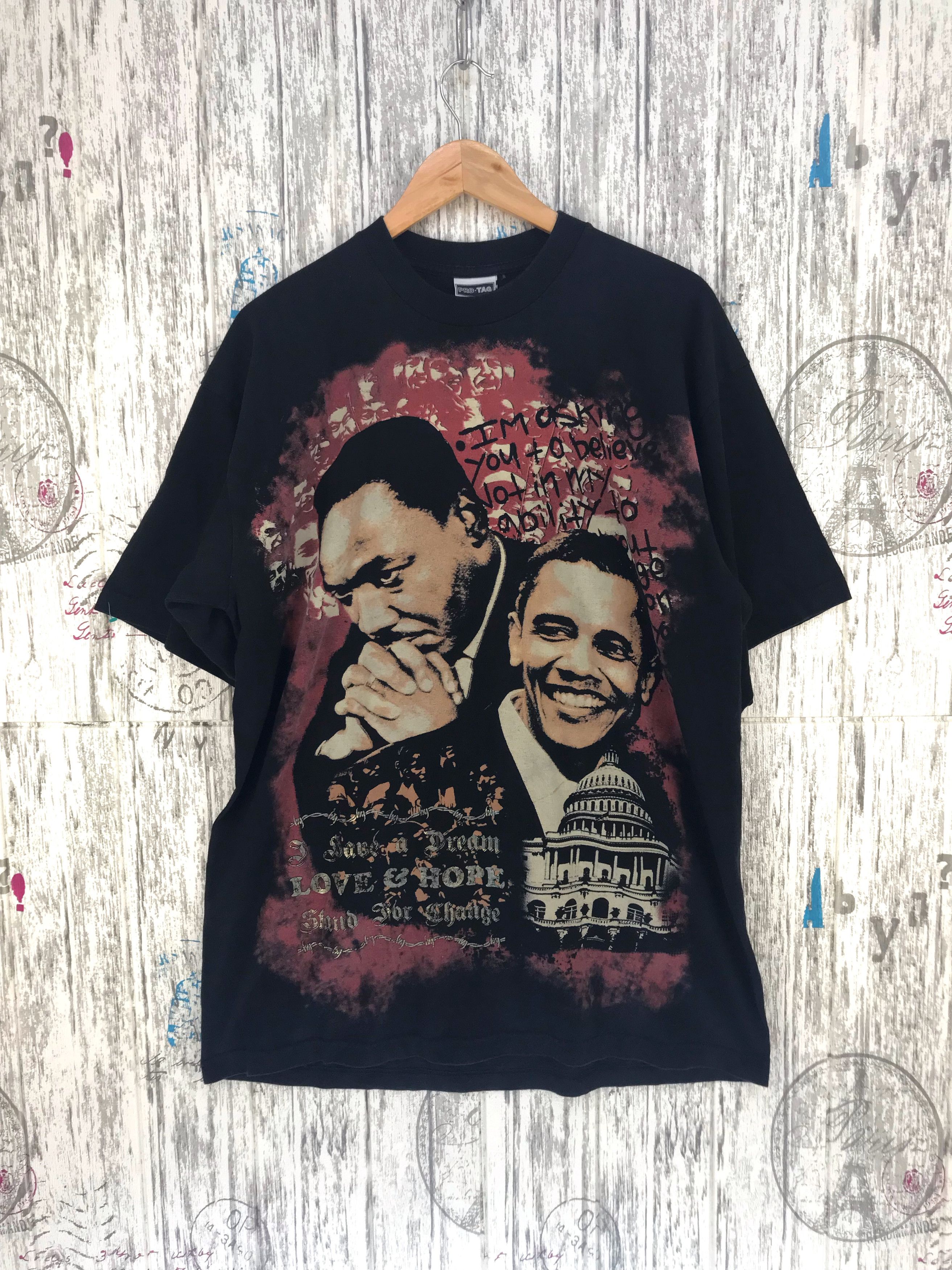 Vintage Vintage 2000s OBAMA & MARTIN LUTHER Love & Hope Shirt Size US XL / EU 56 / 4 - 2 Thumbnail