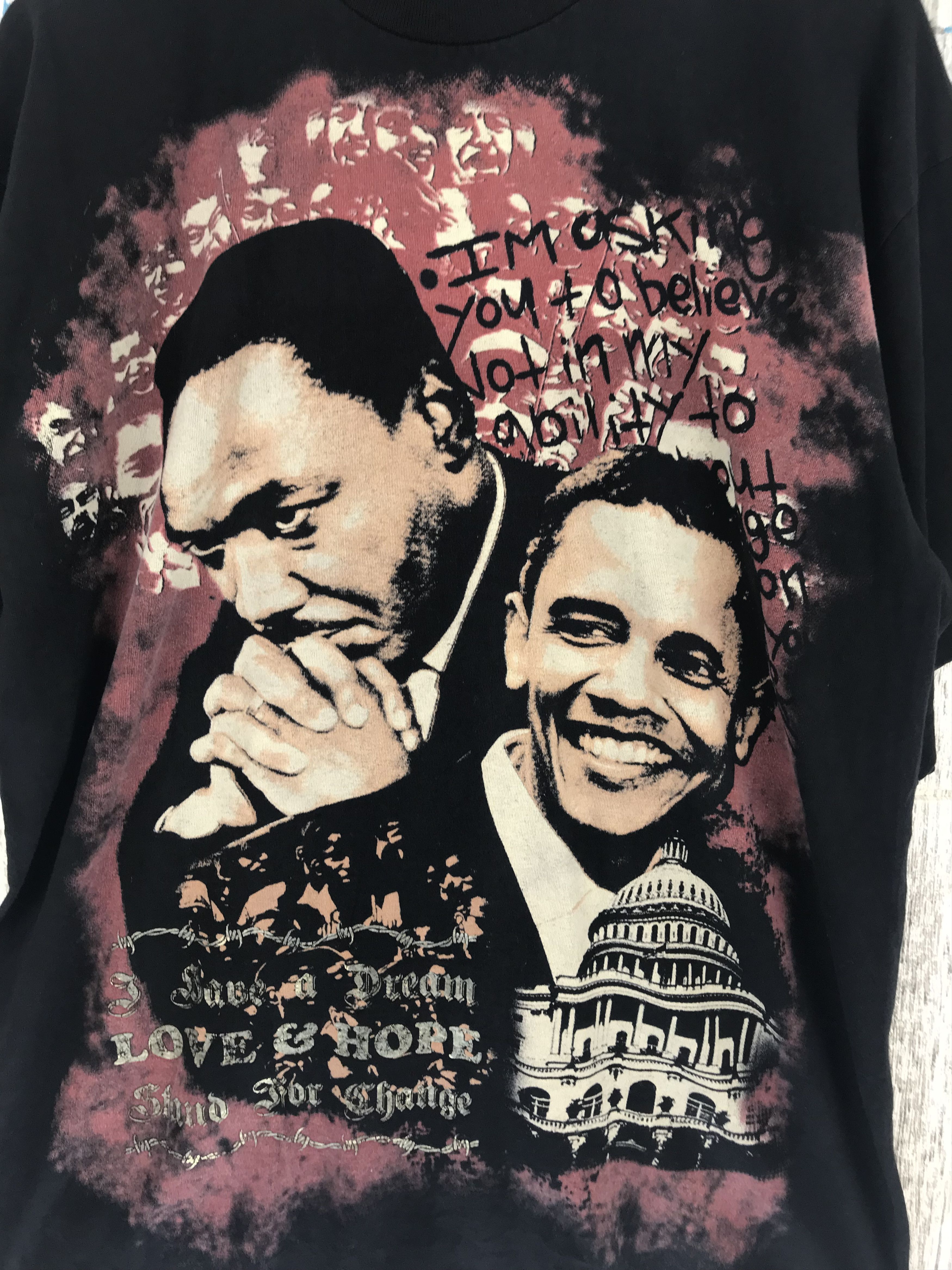 Vintage Vintage 2000s OBAMA & MARTIN LUTHER Love & Hope Shirt Size US XL / EU 56 / 4 - 3 Thumbnail