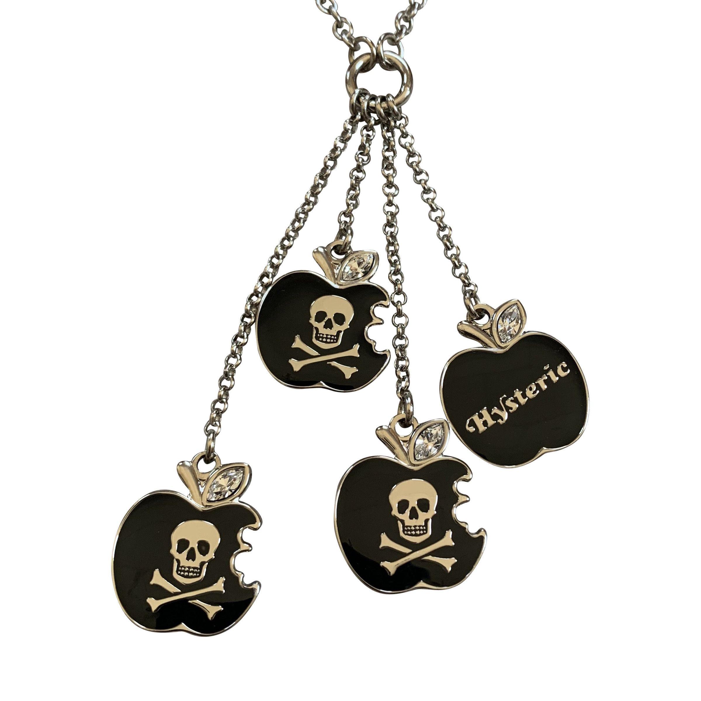 image of Hysteric Glamour Skull Apple Charm Necklace in Black, Men's
