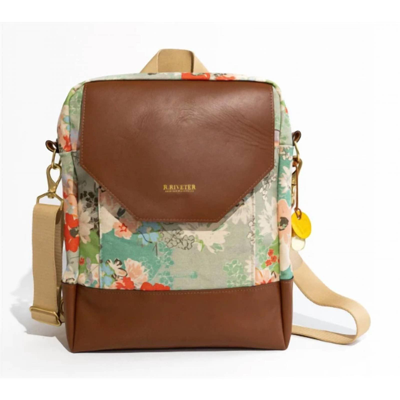 Designer R.RIVETER corbin garden bouquet canvas + leather backpack ...