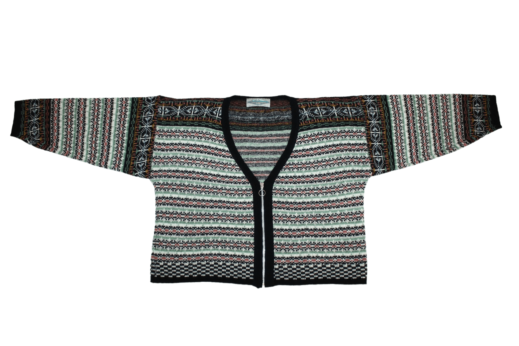 Homespun Knitwear Jacquard Paris Wool Blend Native Pattern Oversize Cardigan Size M / US 6-8 / IT 42-44 - 2 Thumbnail
