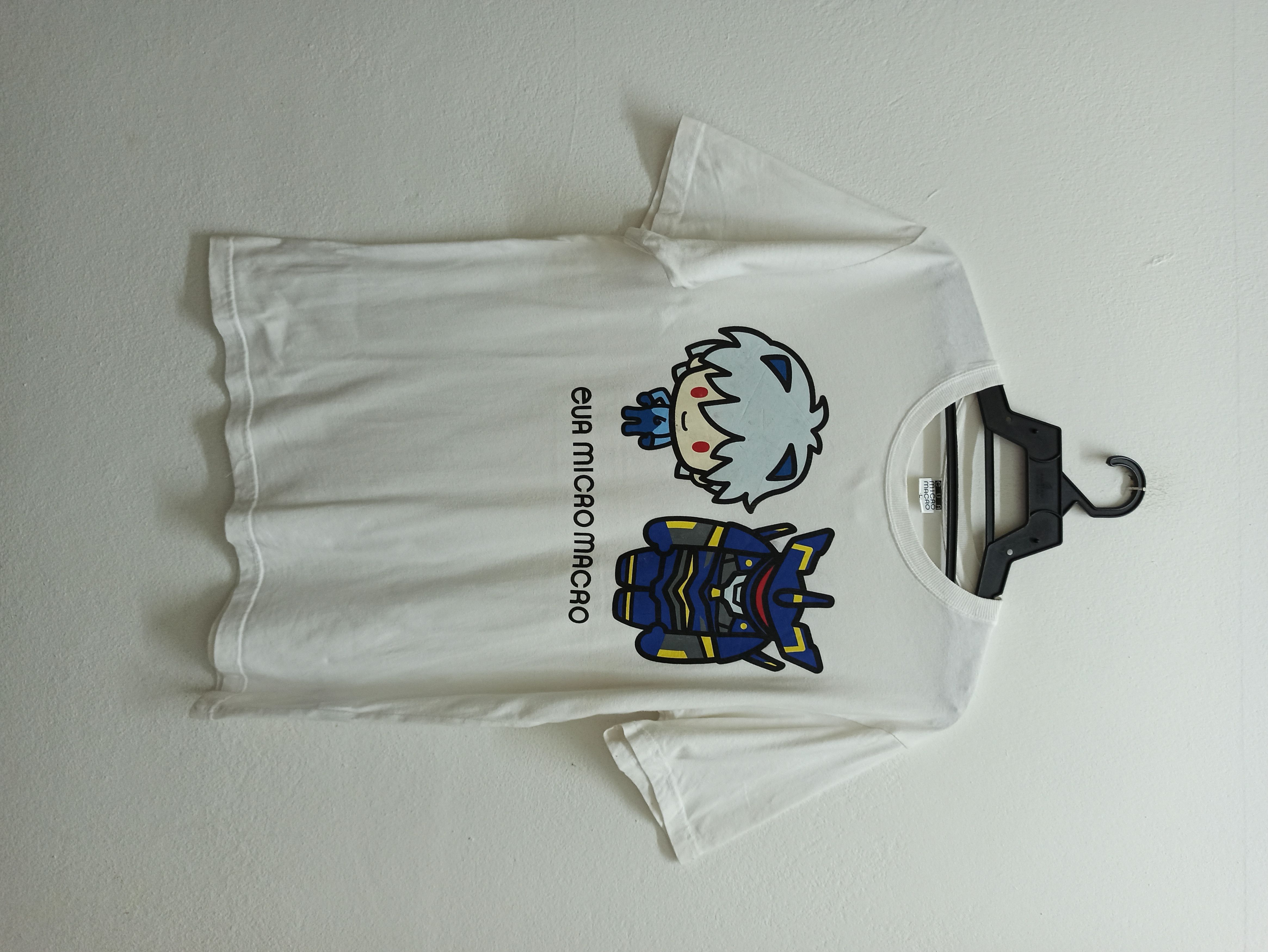 image of Cartoon Network x Movie Steals Evangelion Micro Macro “Kaworu Nagisa” Tshirt in White (Size Large)