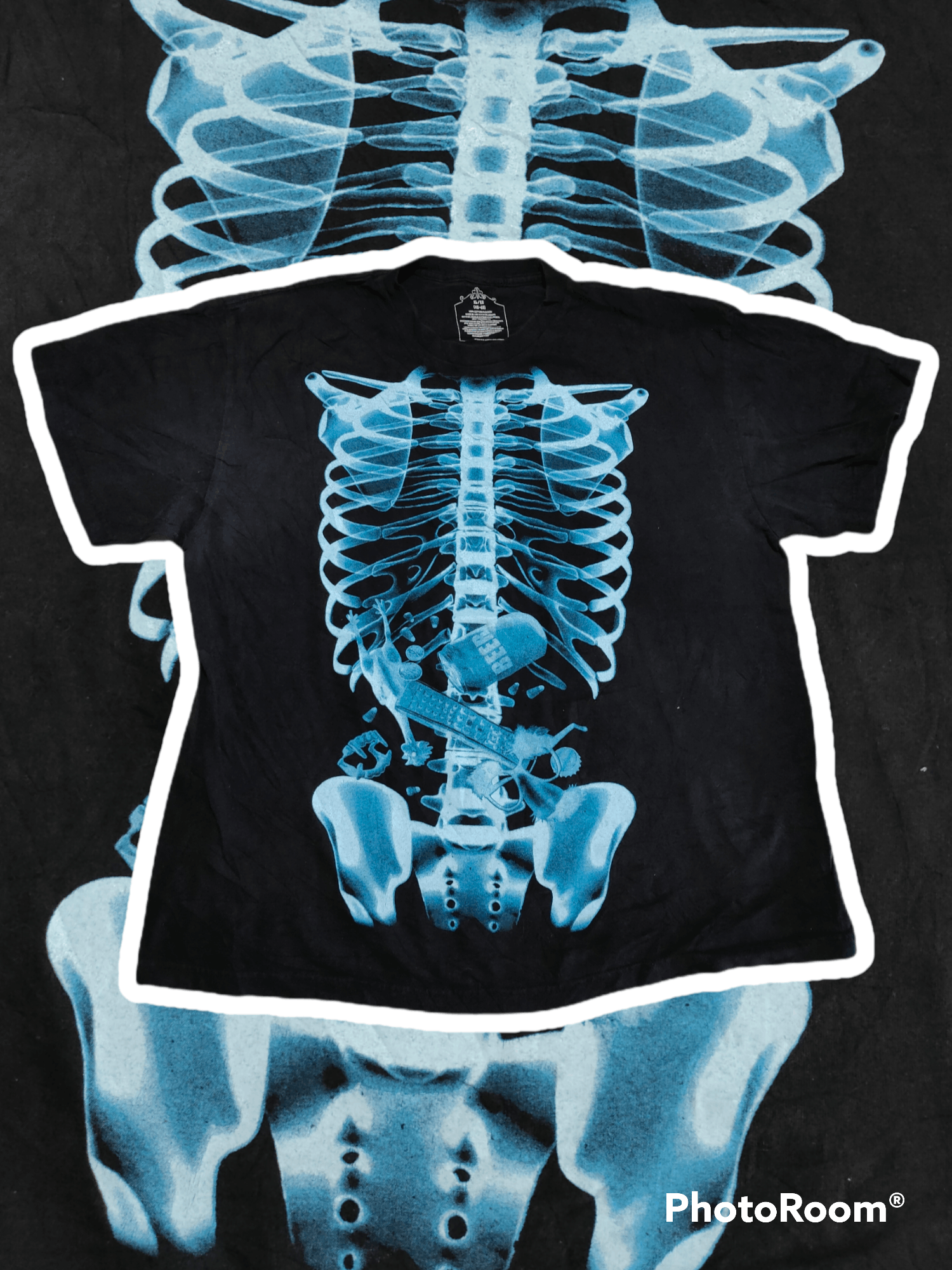 Pre-owned 20471120 X Archival Clothing Need2gonebone Skeleton Kapital Style (glow In Dark) In Black/blue