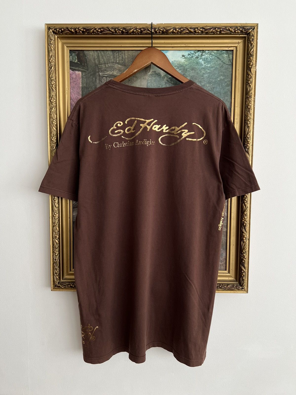 Christian Audigier Ed Hardy Christian Audigier Skull Streetwear Brown Tee Size US L / EU 52-54 / 3 - 2 Thumbnail