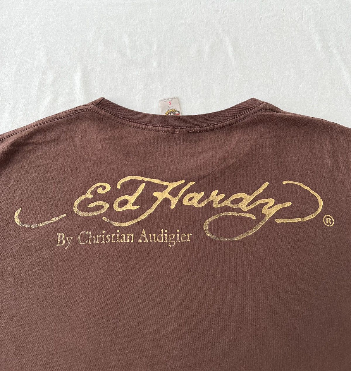 Christian Audigier Ed Hardy Christian Audigier Skull Streetwear Brown Tee Size US L / EU 52-54 / 3 - 8 Thumbnail