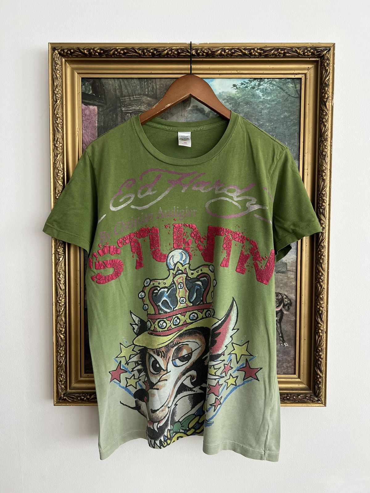 Christian Audigier Ed Hardy Christian Audigier Wolf Streetwear Green Tee Size US M / EU 48-50 / 2 - 1 Thumbnail
