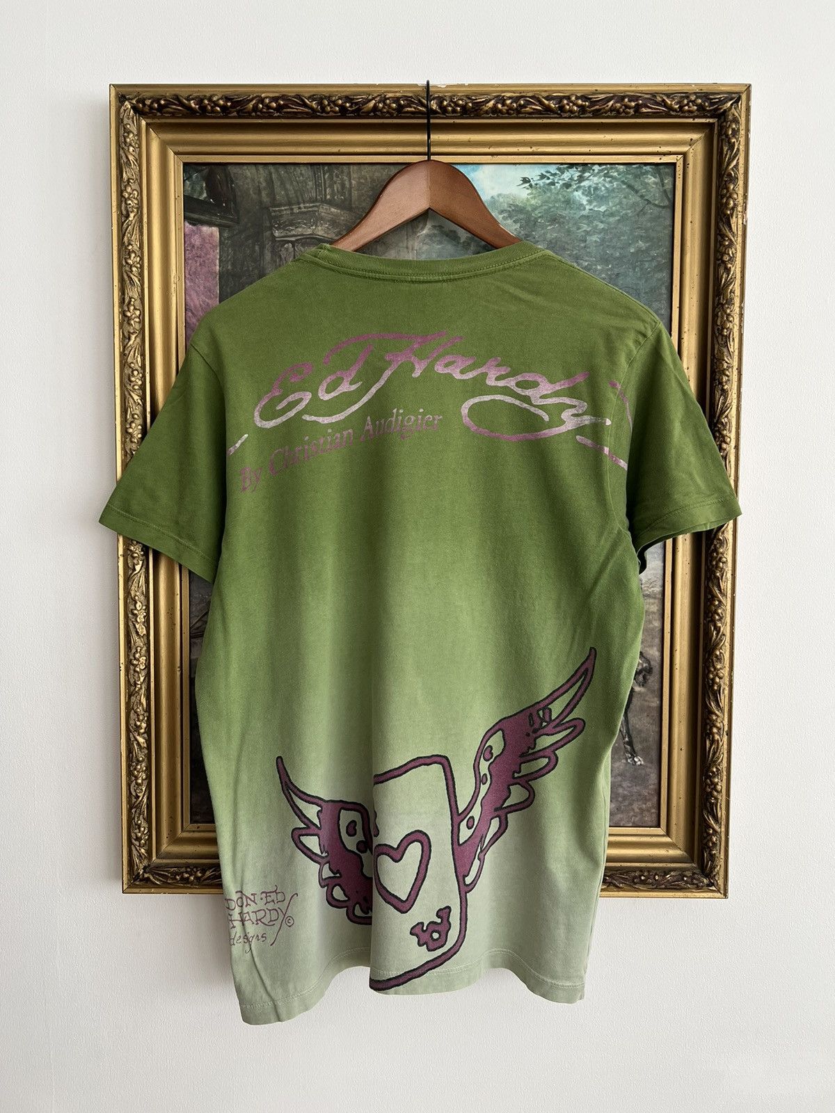 Christian Audigier Ed Hardy Christian Audigier Wolf Streetwear Green Tee Size US M / EU 48-50 / 2 - 2 Thumbnail