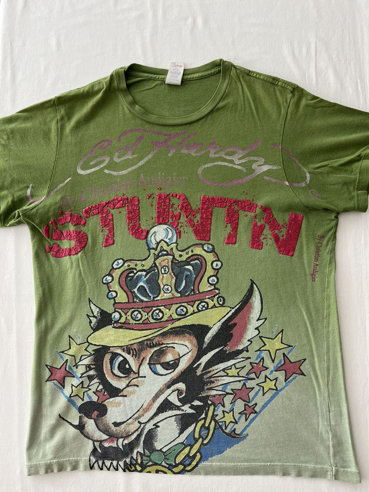 Christian Audigier Ed Hardy Christian Audigier Wolf Streetwear Green Tee Size US M / EU 48-50 / 2 - 3 Thumbnail