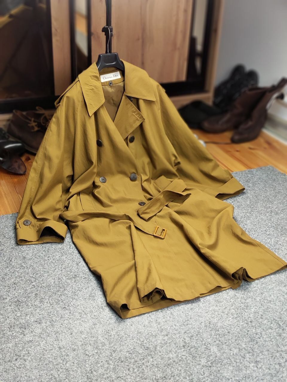 Christian Dior Monsieur Vintage 90's Christian Dior Yellow Gold Trench Coat Jacket Size M / US 6-8 / IT 42-44 - 24 Thumbnail