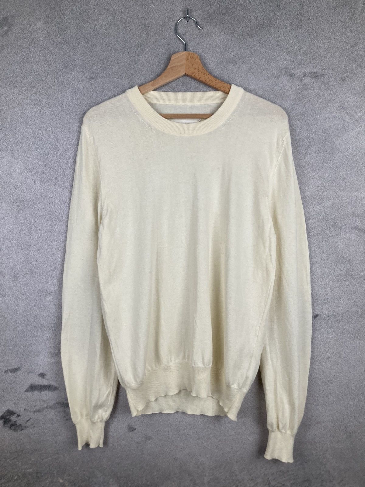 image of Maison Margiela 2018 Sweater With Elbow Patches in Beige, Men's (Size Small)