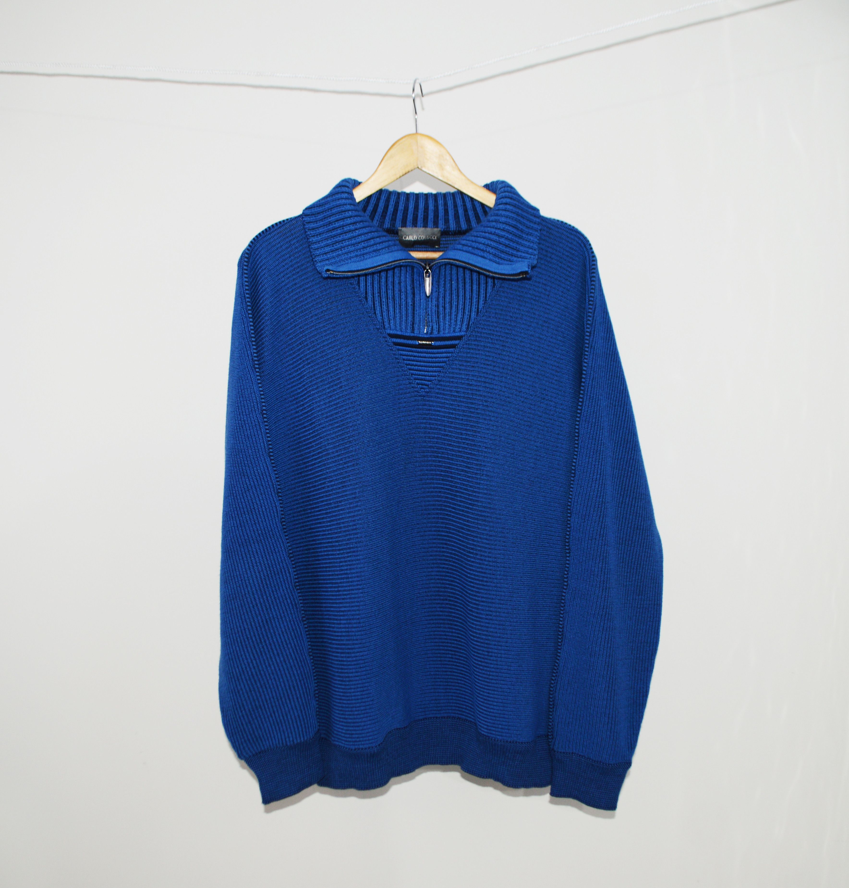 Carlo Colucci Carlo Colucci 1/4 Zip Rib Wool Belnd Pullover Sweater Size US XXL / EU 58 / 5 - 1 Thumbnail