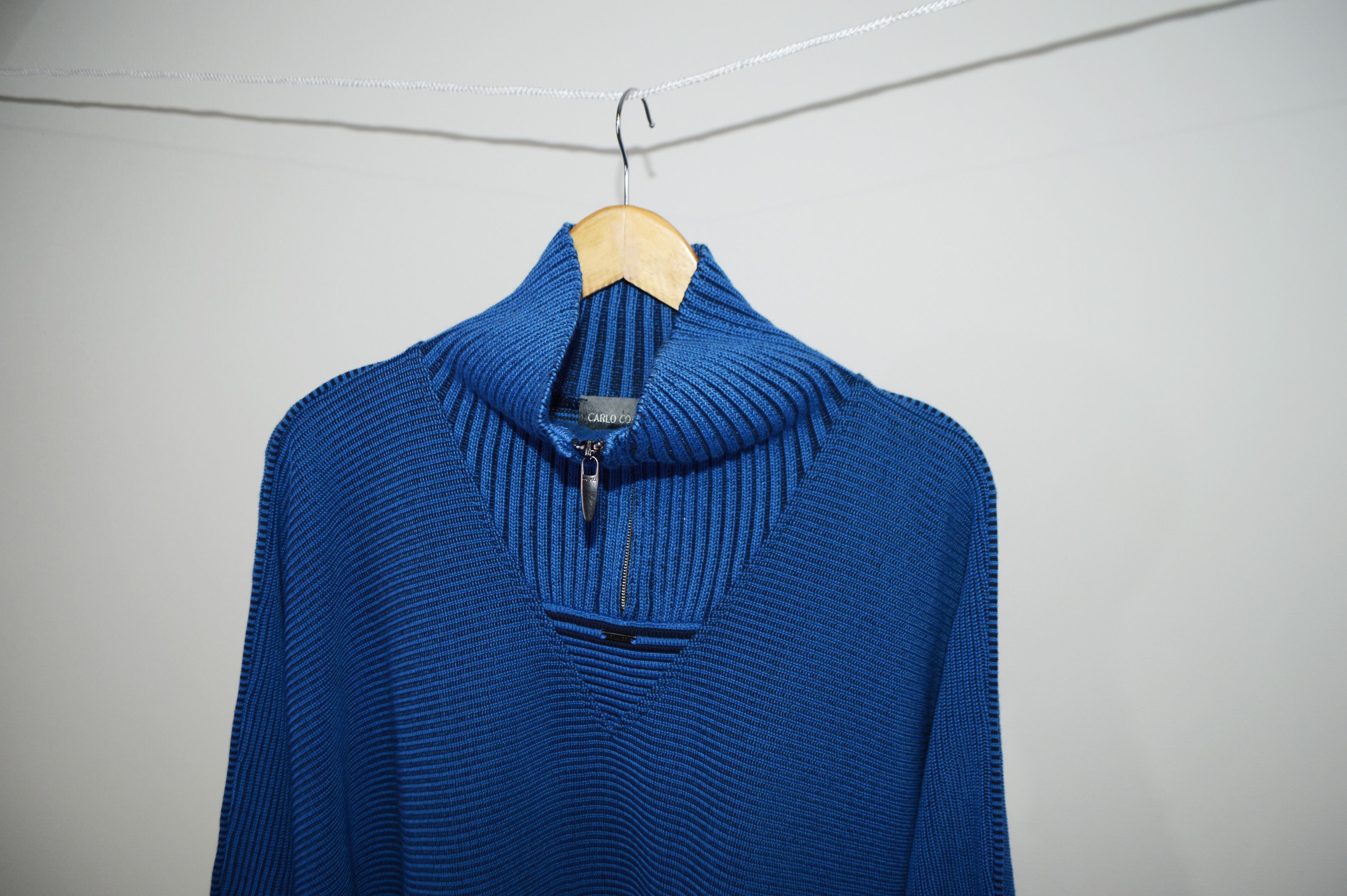 Carlo Colucci Carlo Colucci 1/4 Zip Rib Wool Belnd Pullover Sweater Size US XXL / EU 58 / 5 - 7 Thumbnail
