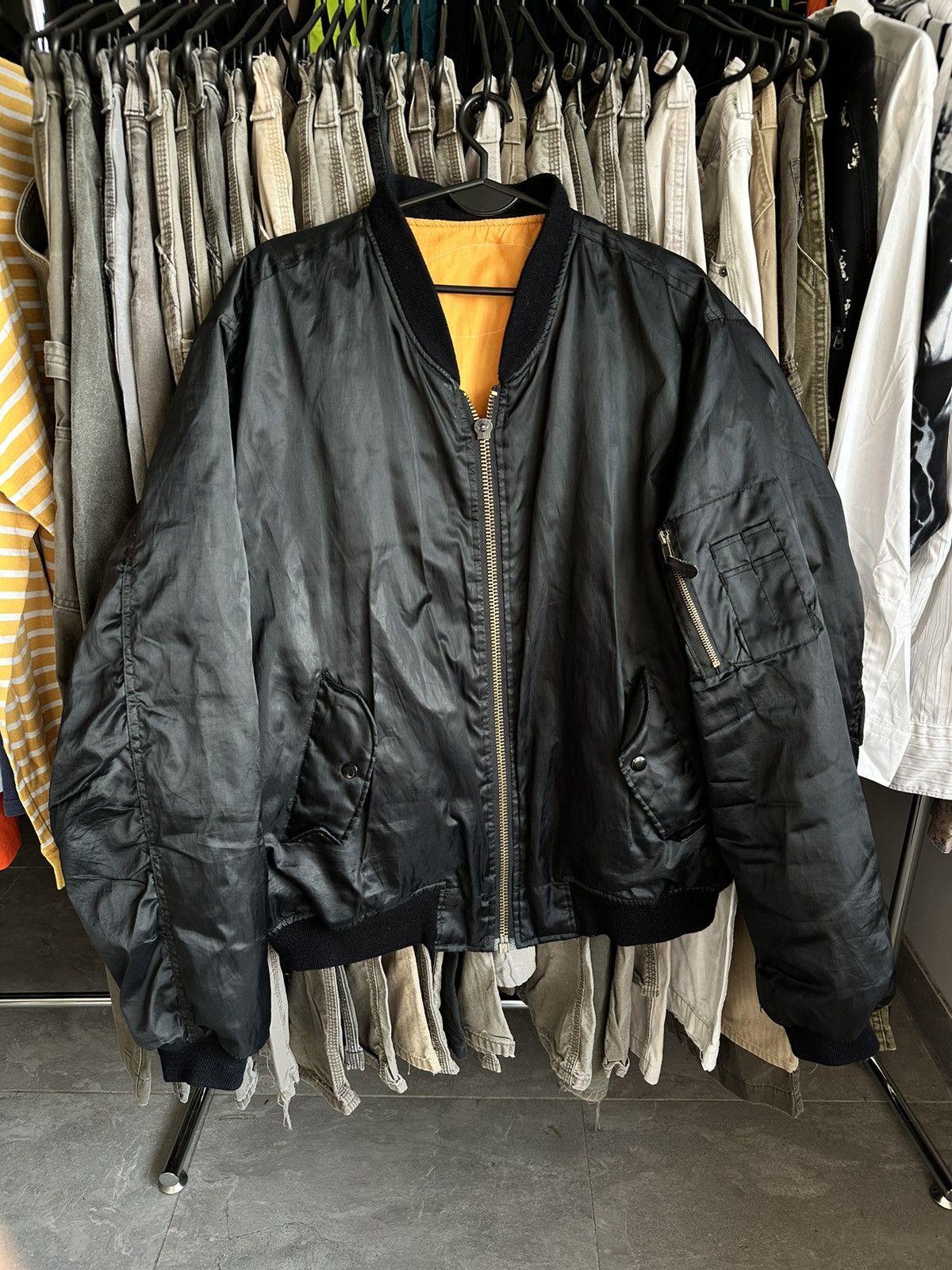 image of Avant Garde x Vintage 90's Ma 1 Intermediate Bomber Jacket in Black, Men's (Size XL)