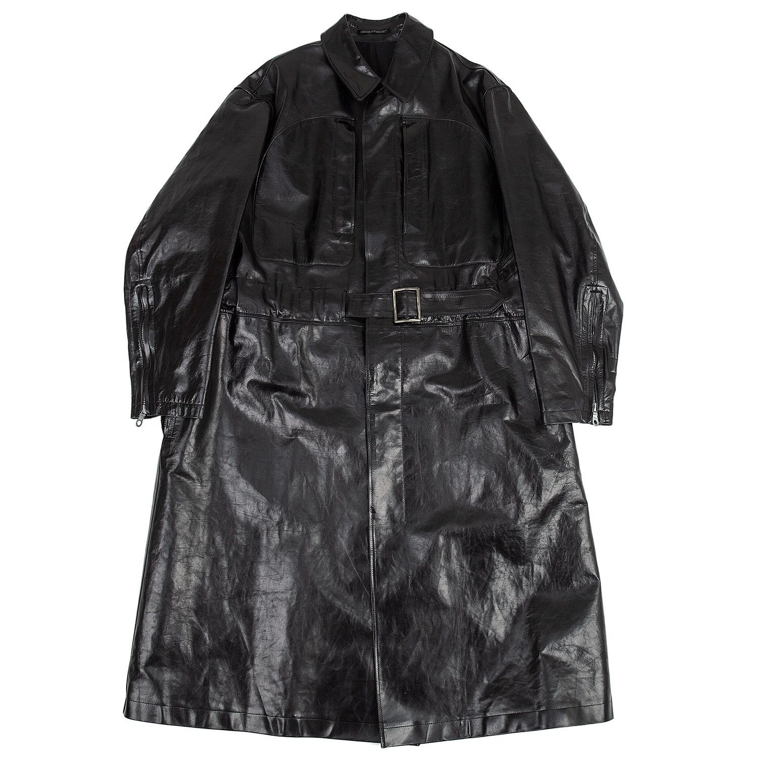 image of Yohji Yamamoto Aw 1996 Leather Coat in Black, Men's (Size Large)