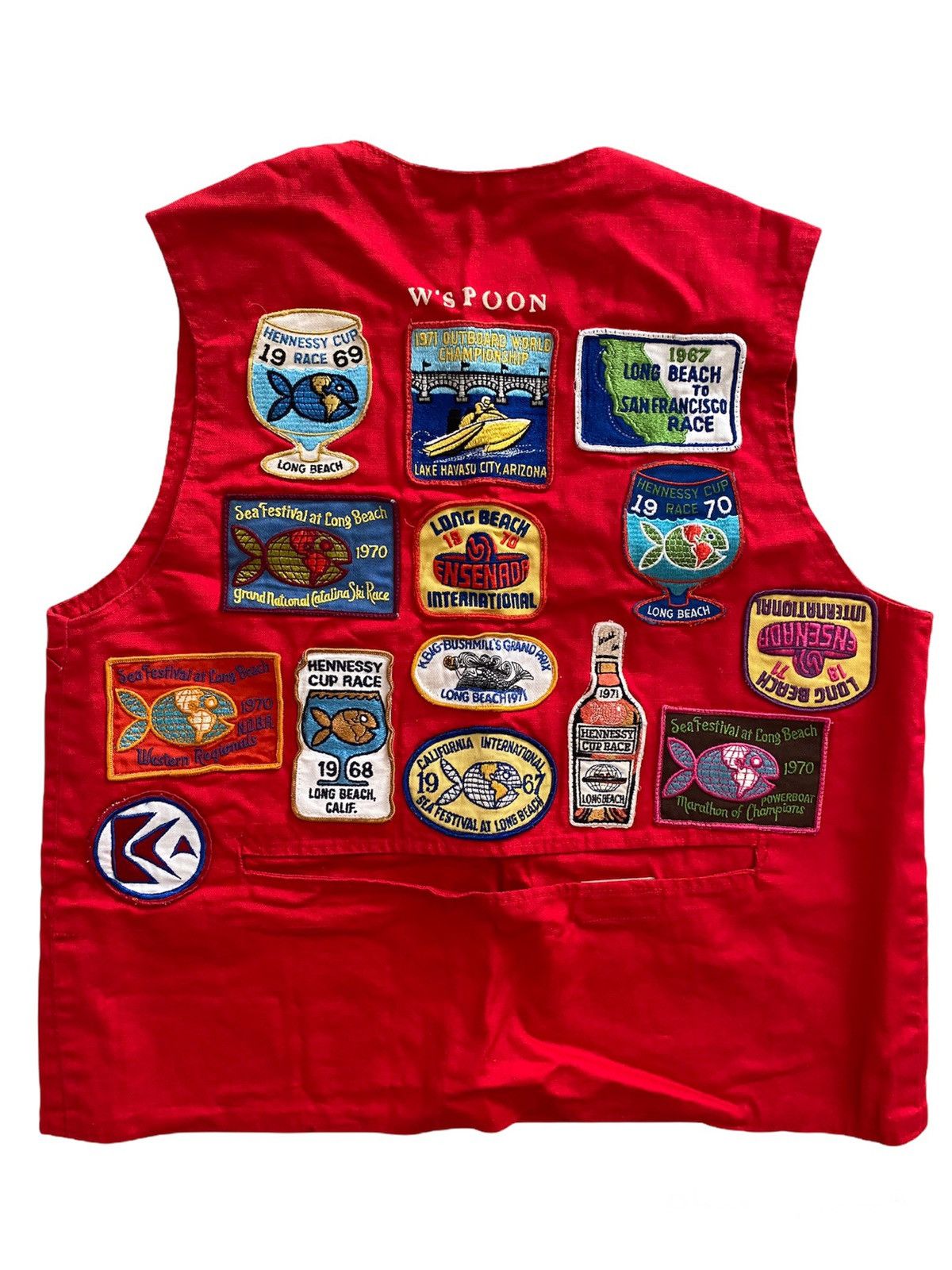 image of Tracey Vest x Vintage Best Offervintage W'poon Vest Wold Champion Cup Fishing in Red (Size Large)