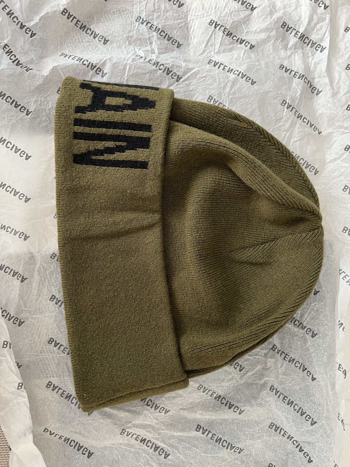 Balmain Balmain Logo W8HA620M380 Khaki Beanie hat Size ONE SIZE - 3 Thumbnail
