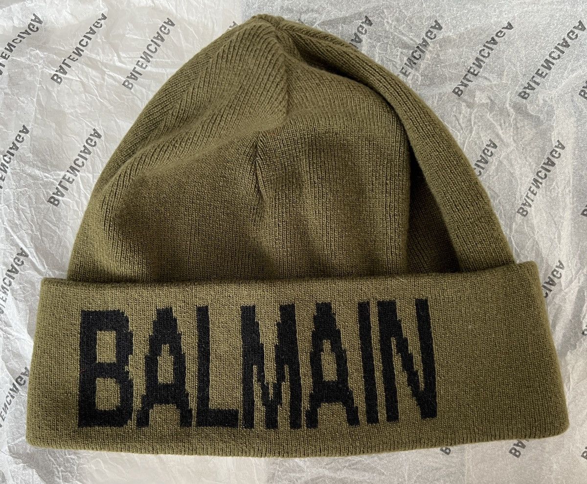 Balmain Balmain Logo W8HA620M380 Khaki Beanie hat Size ONE SIZE - 1 Thumbnail