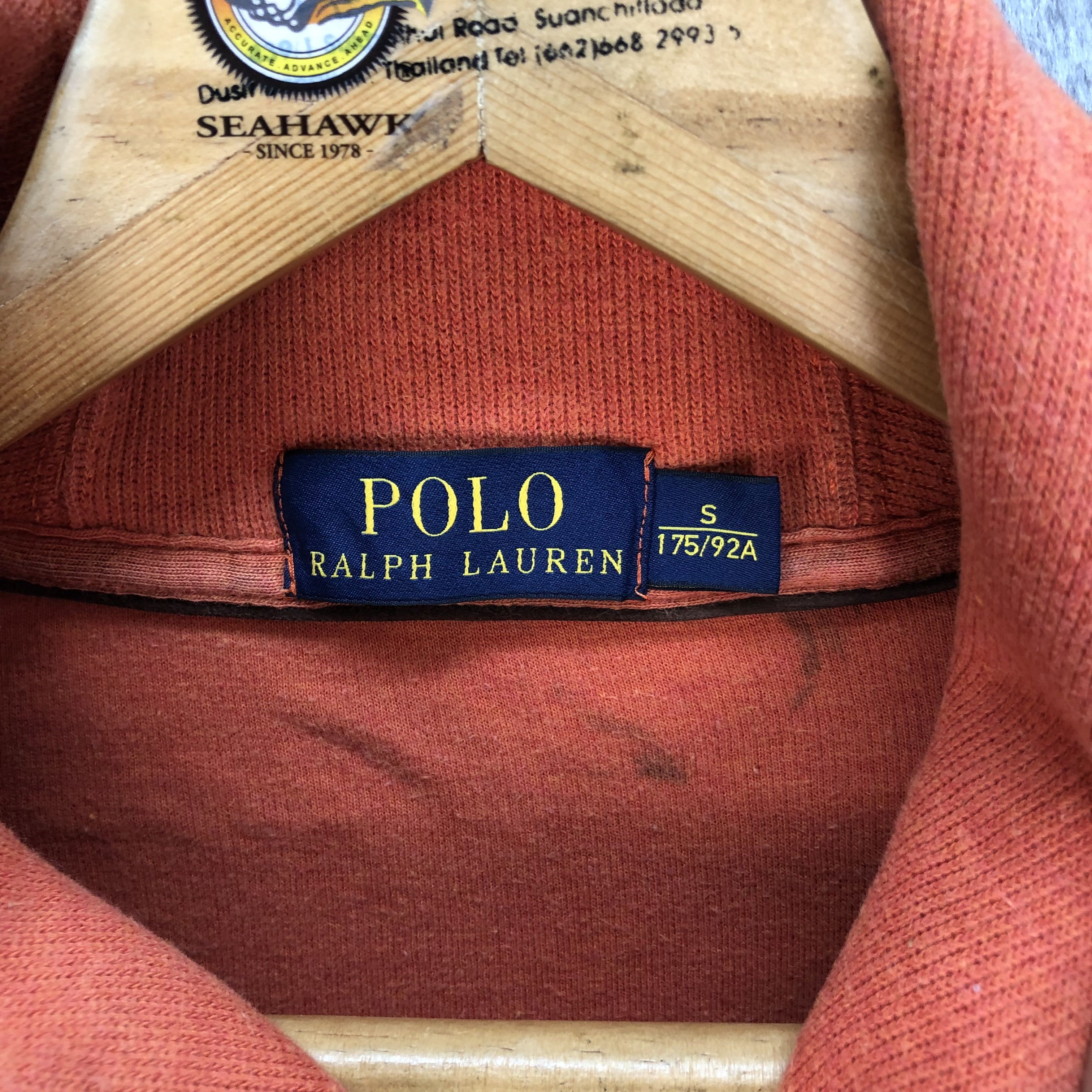 Polo Ralph Lauren Polo RL Small Green Pony Collared Orange Sweatshirt #1104-45 Size US S / EU 44-46 / 1 - 7 Thumbnail