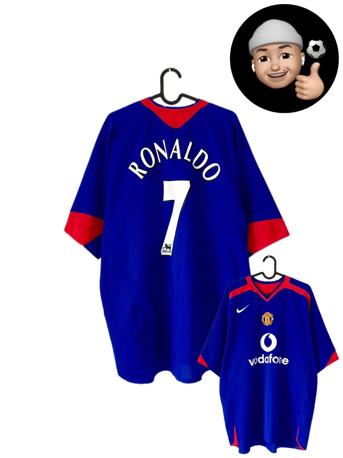 image of Manchester United x Nike 2005 2007 Manchester Ronaldo Nike Vintage Soccer Jersey in Blue (Size XL)