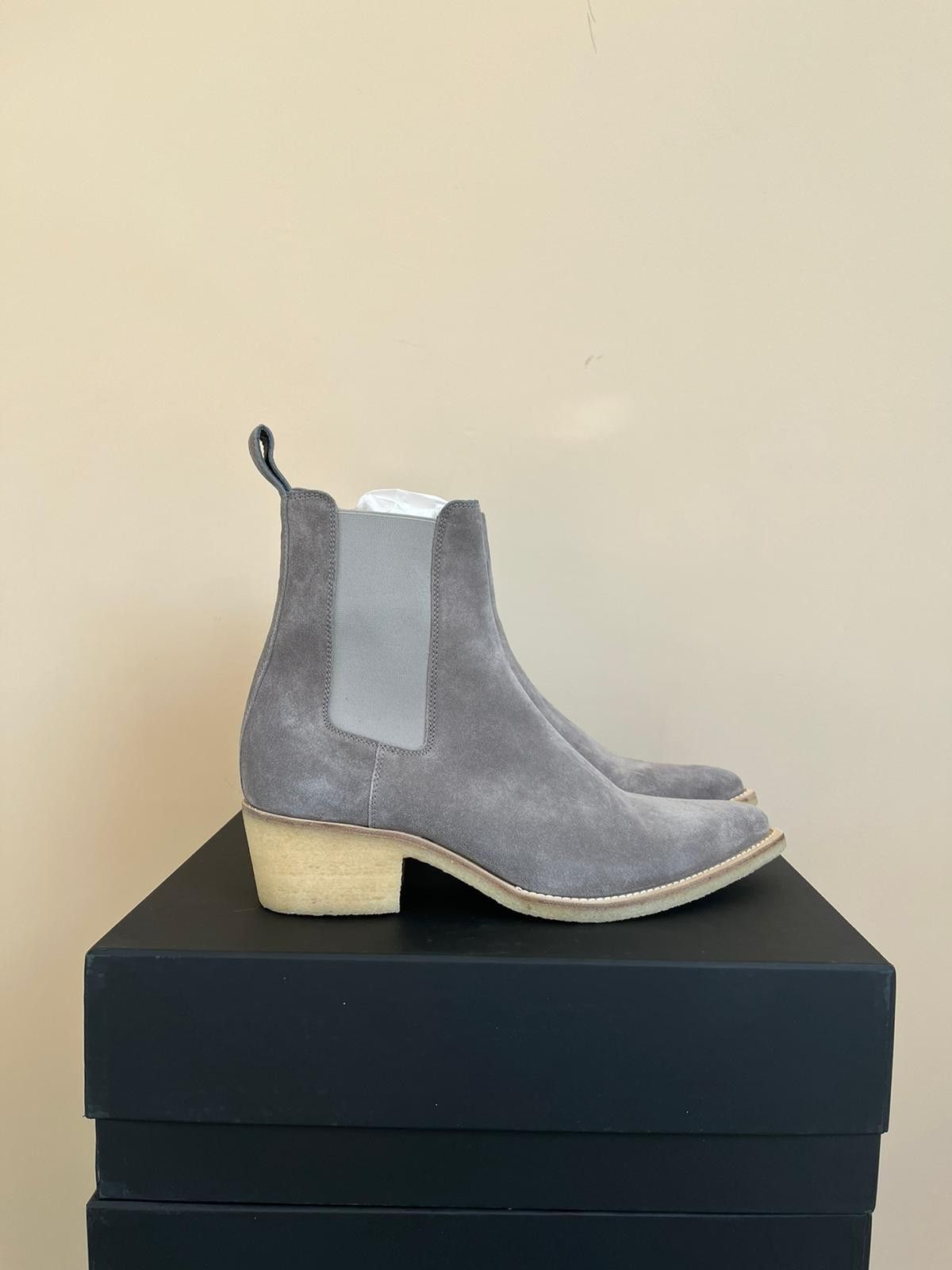Amiri Crepe Pointy Toe Chelsa Boot in Slate Grey Size US 9.5 / EU 42-43 - 3 Thumbnail