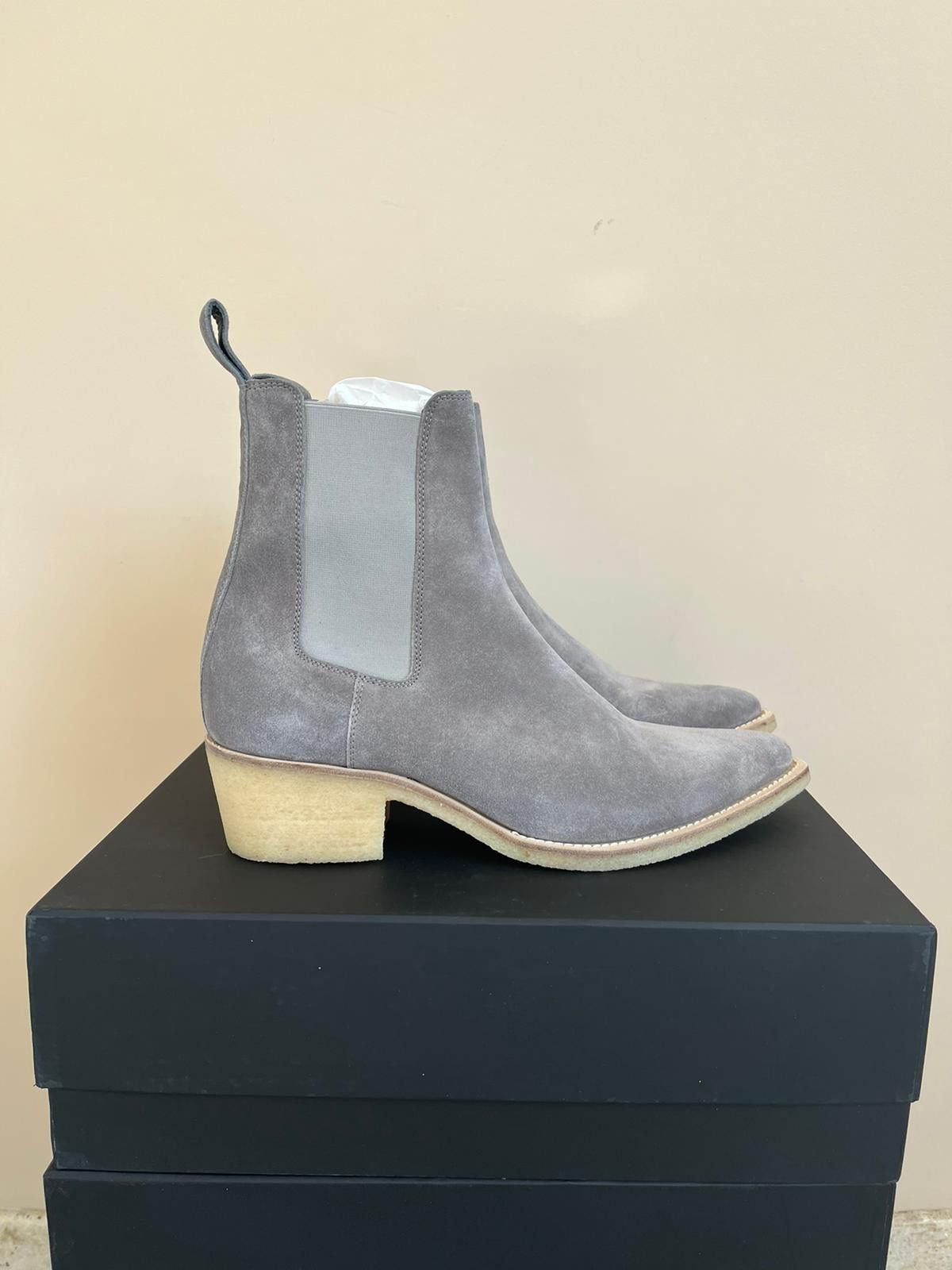 Amiri Crepe Pointy Toe Chelsa Boot in Slate Grey Size US 9.5 / EU 42-43 - 7 Thumbnail