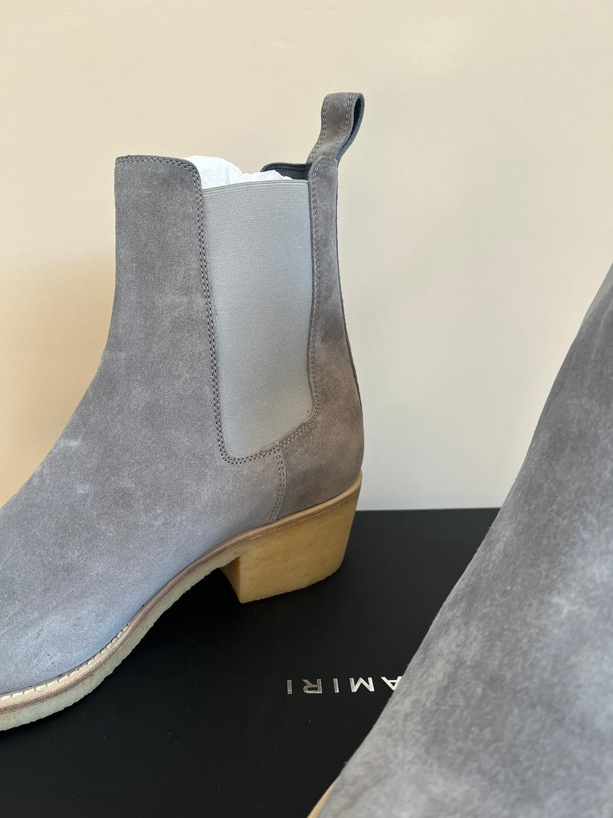 Amiri Crepe Pointy Toe Chelsa Boot in Slate Grey Size US 9.5 / EU 42-43 - 15 Thumbnail