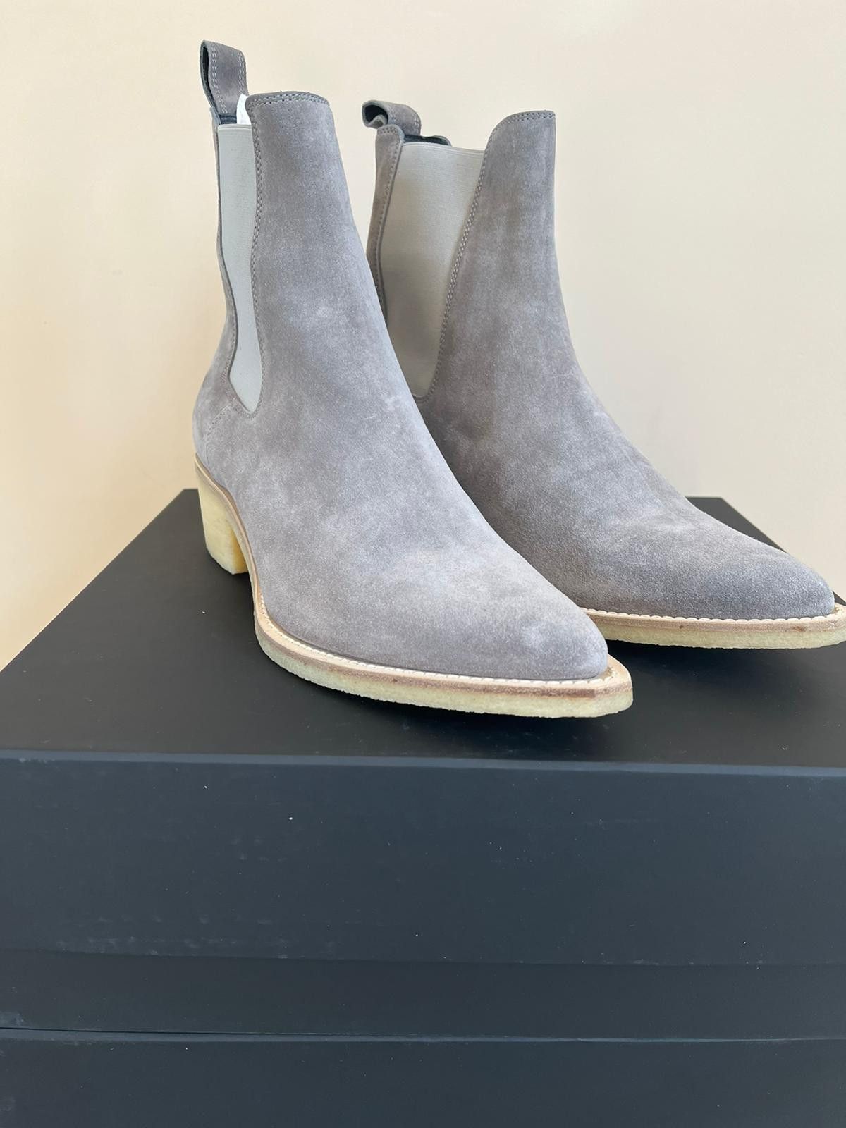 Amiri Crepe Pointy Toe Chelsa Boot in Slate Grey Size US 9.5 / EU 42-43 - 9 Thumbnail