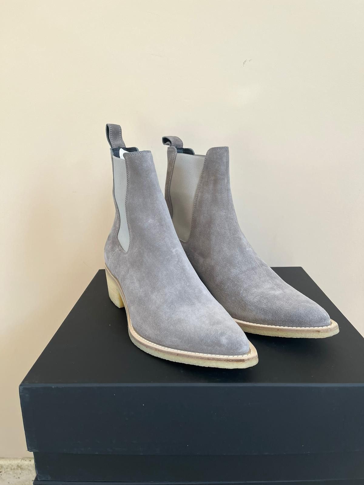 Amiri Crepe Pointy Toe Chelsa Boot in Slate Grey Size US 9.5 / EU 42-43 - 6 Thumbnail