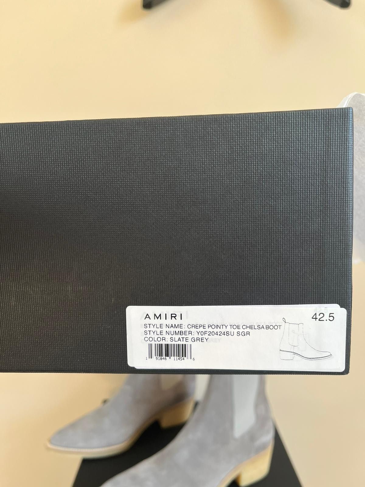 Amiri Crepe Pointy Toe Chelsa Boot in Slate Grey Size US 9.5 / EU 42-43 - 16 Thumbnail