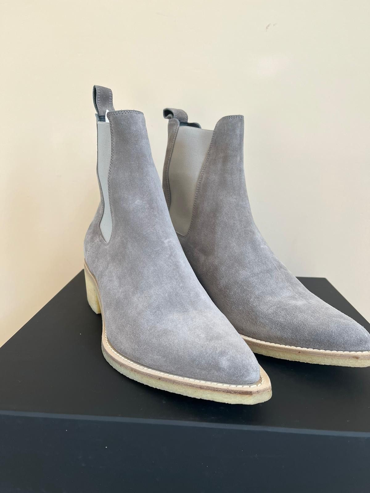 Amiri Crepe Pointy Toe Chelsa Boot in Slate Grey Size US 9.5 / EU 42-43 - 11 Thumbnail