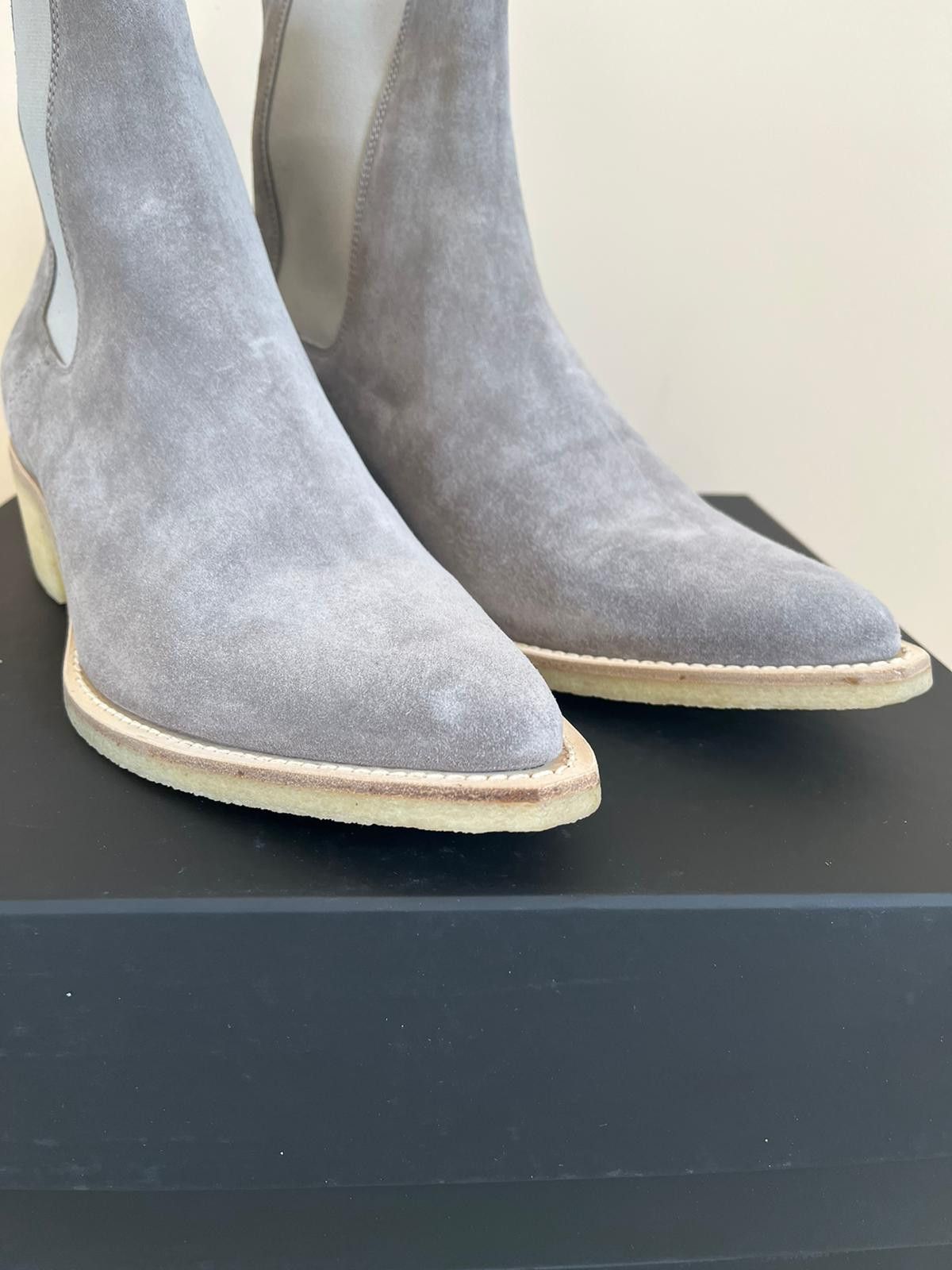 Amiri Crepe Pointy Toe Chelsa Boot in Slate Grey Size US 9.5 / EU 42-43 - 8 Thumbnail