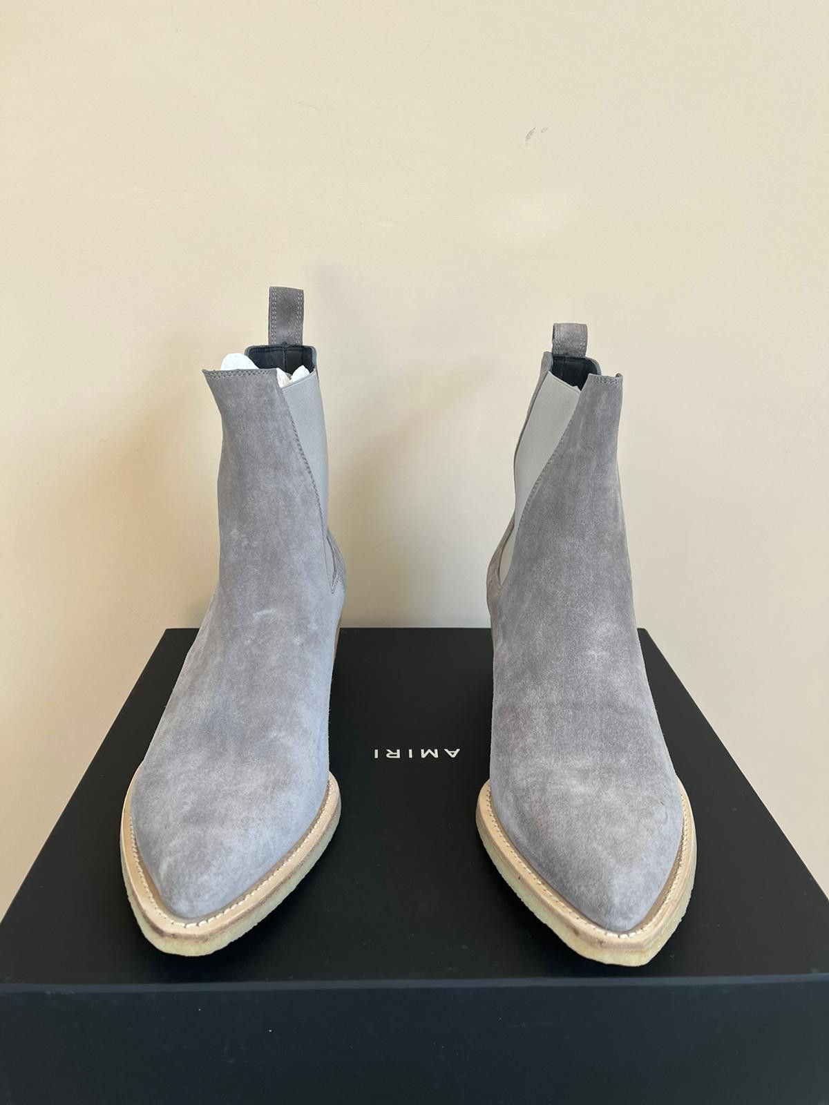 Amiri Crepe Pointy Toe Chelsa Boot in Slate Grey Size US 9.5 / EU 42-43 - 13 Thumbnail