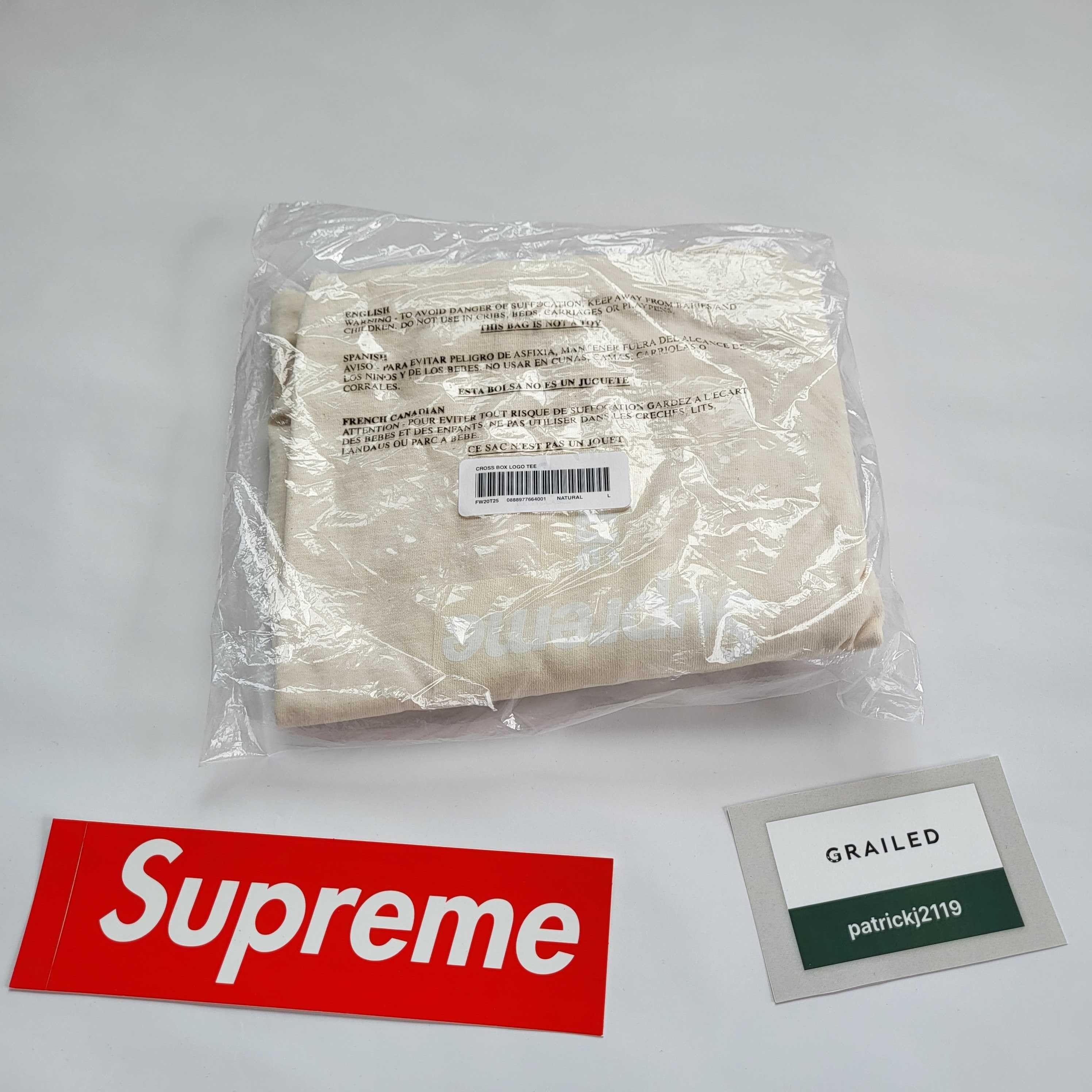 Supreme Supreme Cross Box Logo Tee - Natural Size US L / EU 52-54 / 3 - 4 Thumbnail