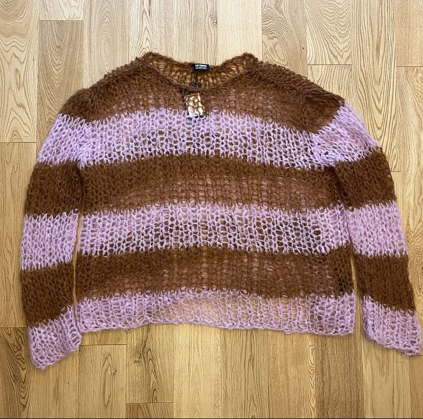 image of Raf Simons Aw20 Hand Knit Mohair Sweater in Pink, Men's (Size Large)