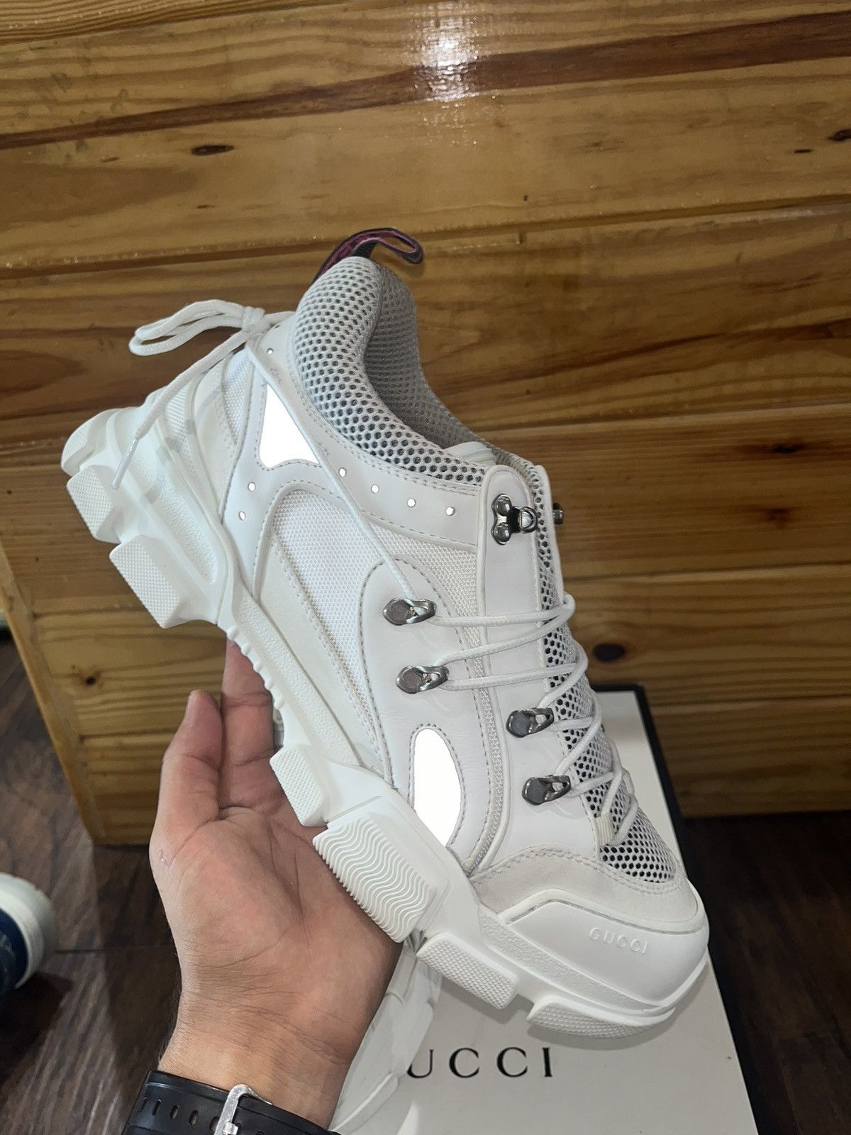 gucci flashtrek sega blue suede