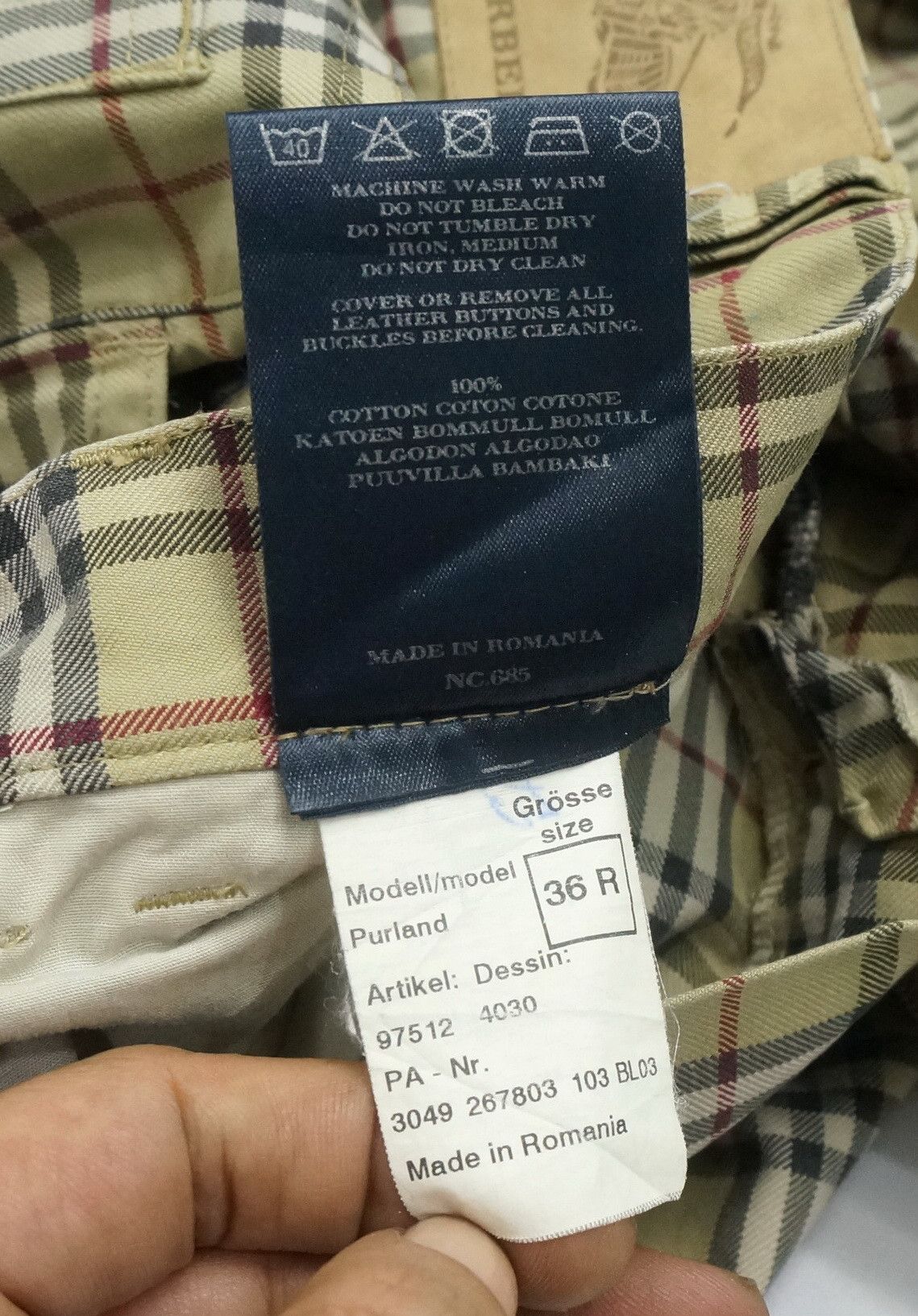 Burberry Vintage 🔥 Burberry Nova Check Purland Cotton Pants Size 36R Size US 34 / EU 50 - 16 Thumbnail