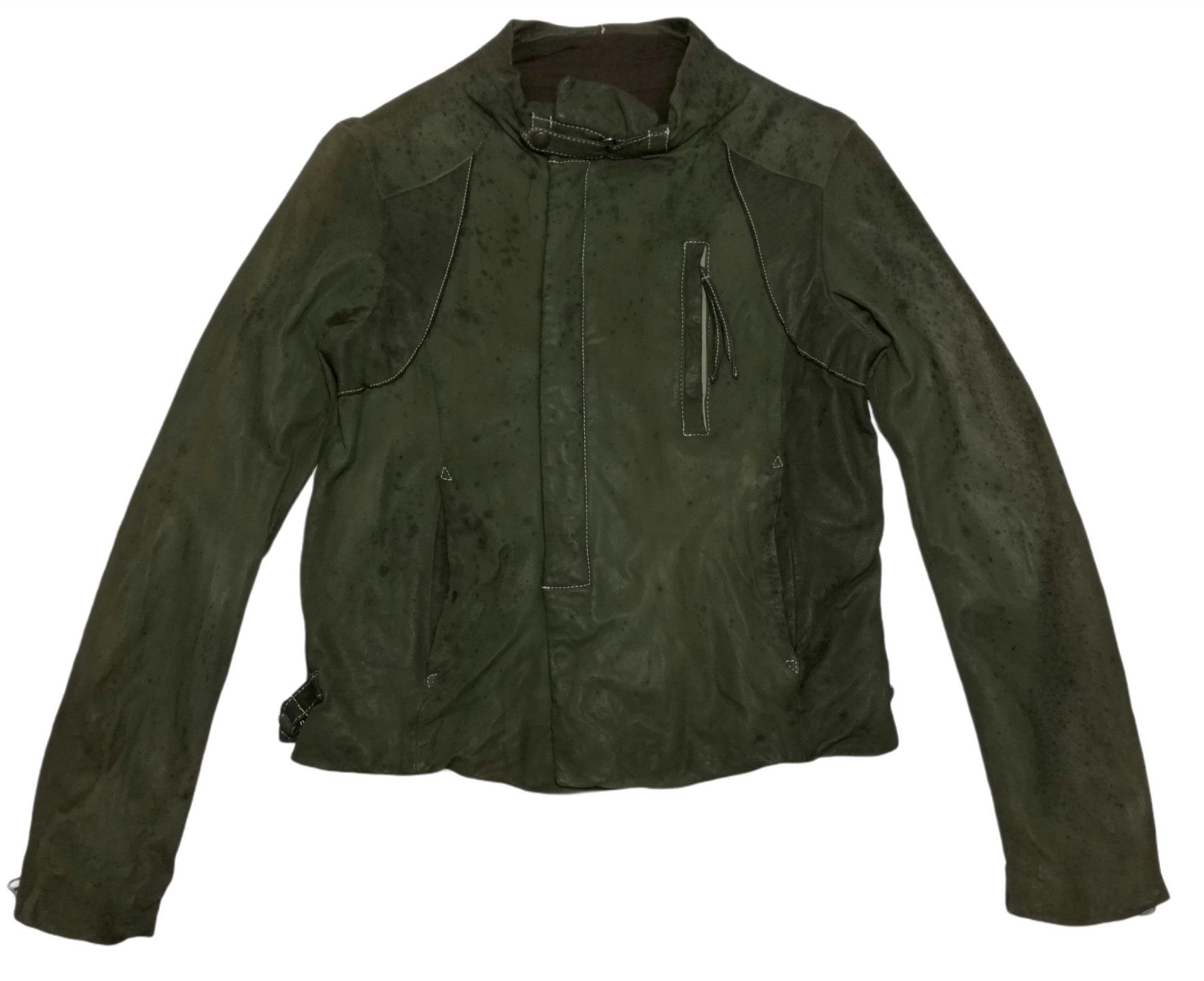 image of John Bull x Leather Jacket Grail!!! Johnbull Japan Leather Bikers Zipper Jacket in Dark Green (Size