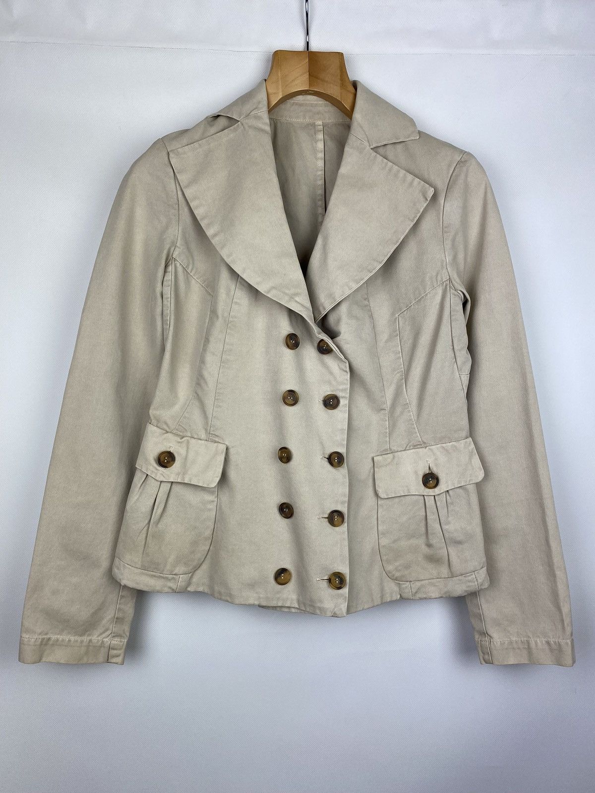 image of VTG Moncler Ladies Blazer Jacket Pea Coat Size 3 Beige, Women's