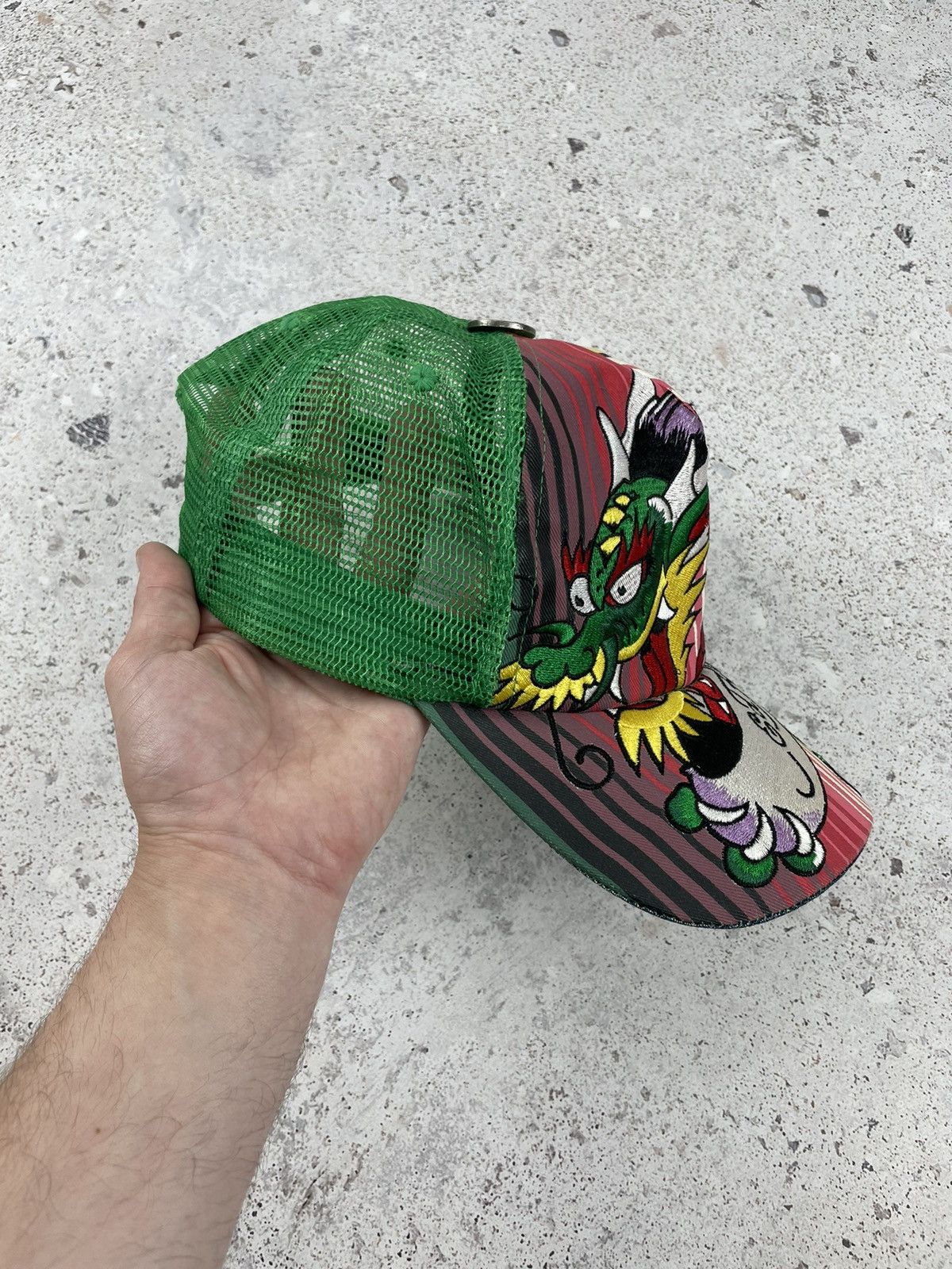 Christian Audigier × Ed Hardy × Vintage Y2k Vintage Ed Hardy Christian Audigier Dragon Trucker Cap Size ONE SIZE - 3 Thumbnail