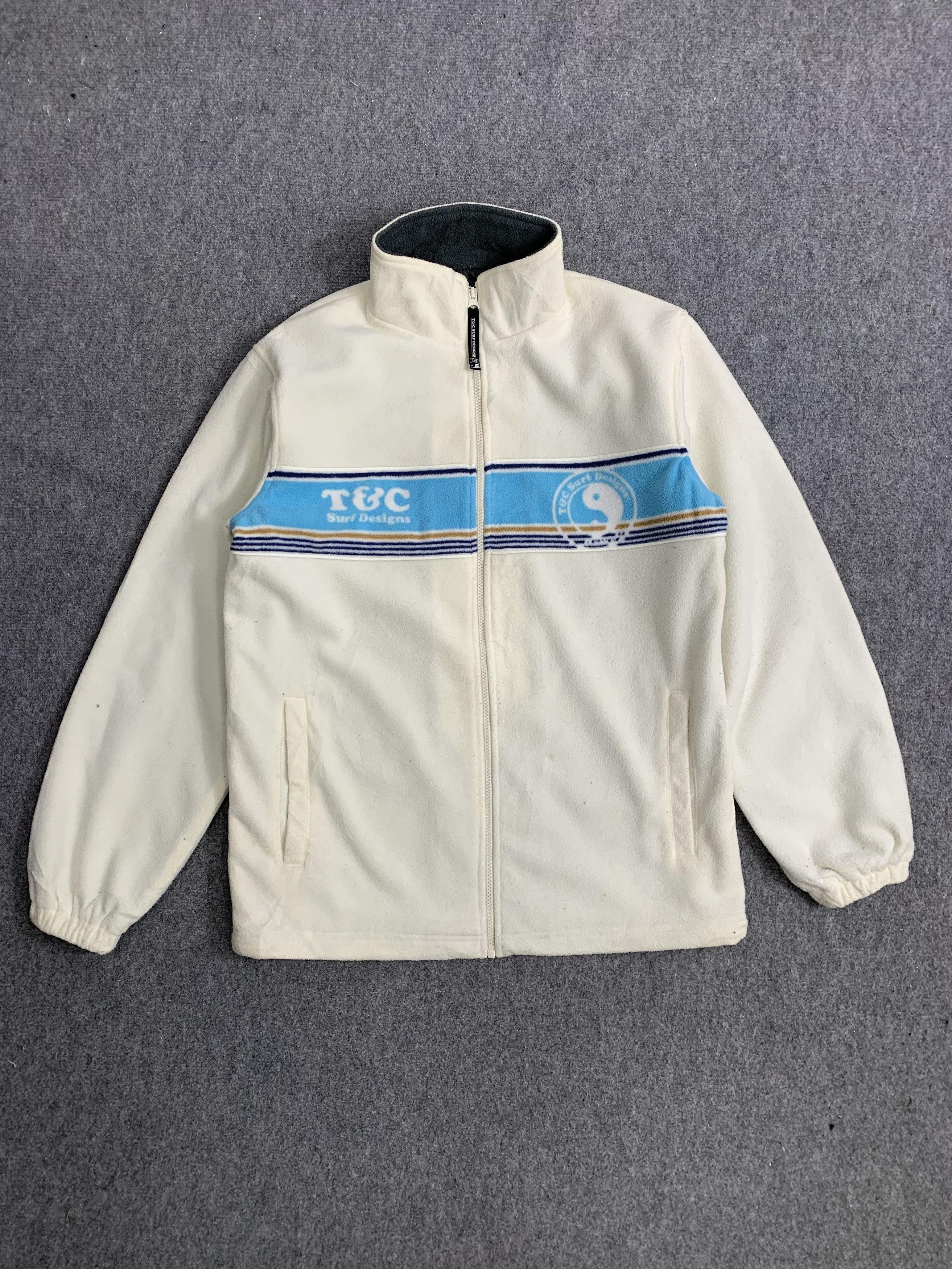 image of Vintage Hawaii T&c Surf Design Deep Pile Fleece Zipper in Cream, Men's (Size Large)